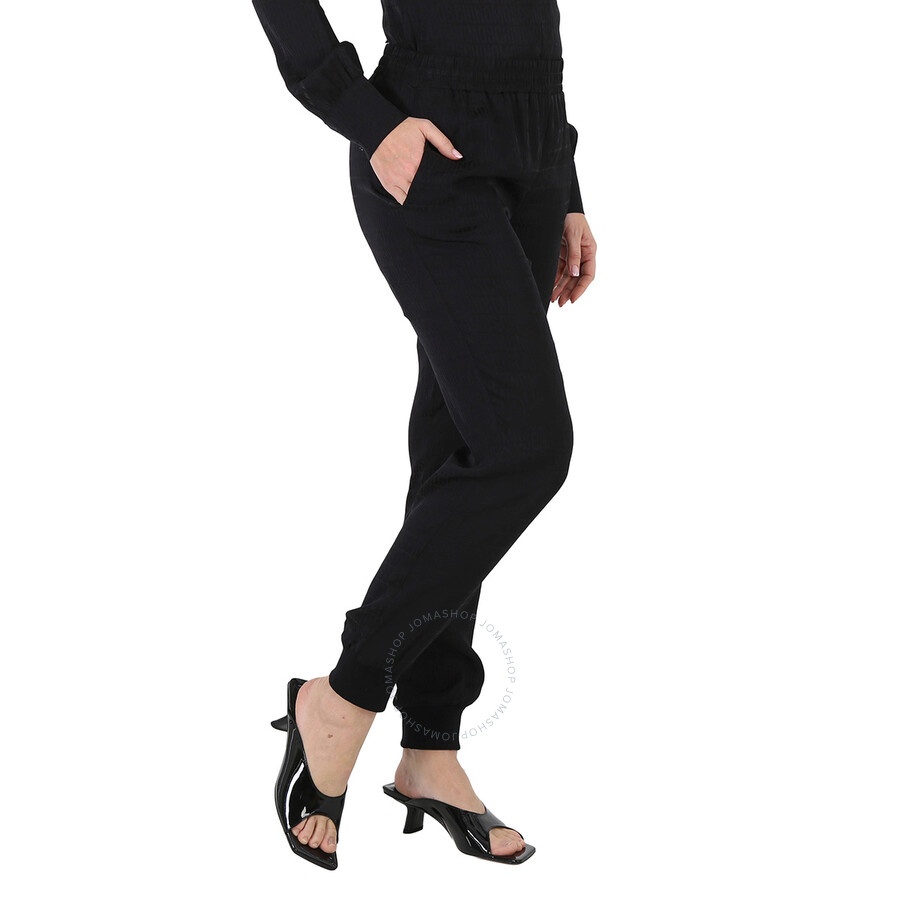 Moschino Ladies Black Allover Logo Viscose Twill Joggers - 4