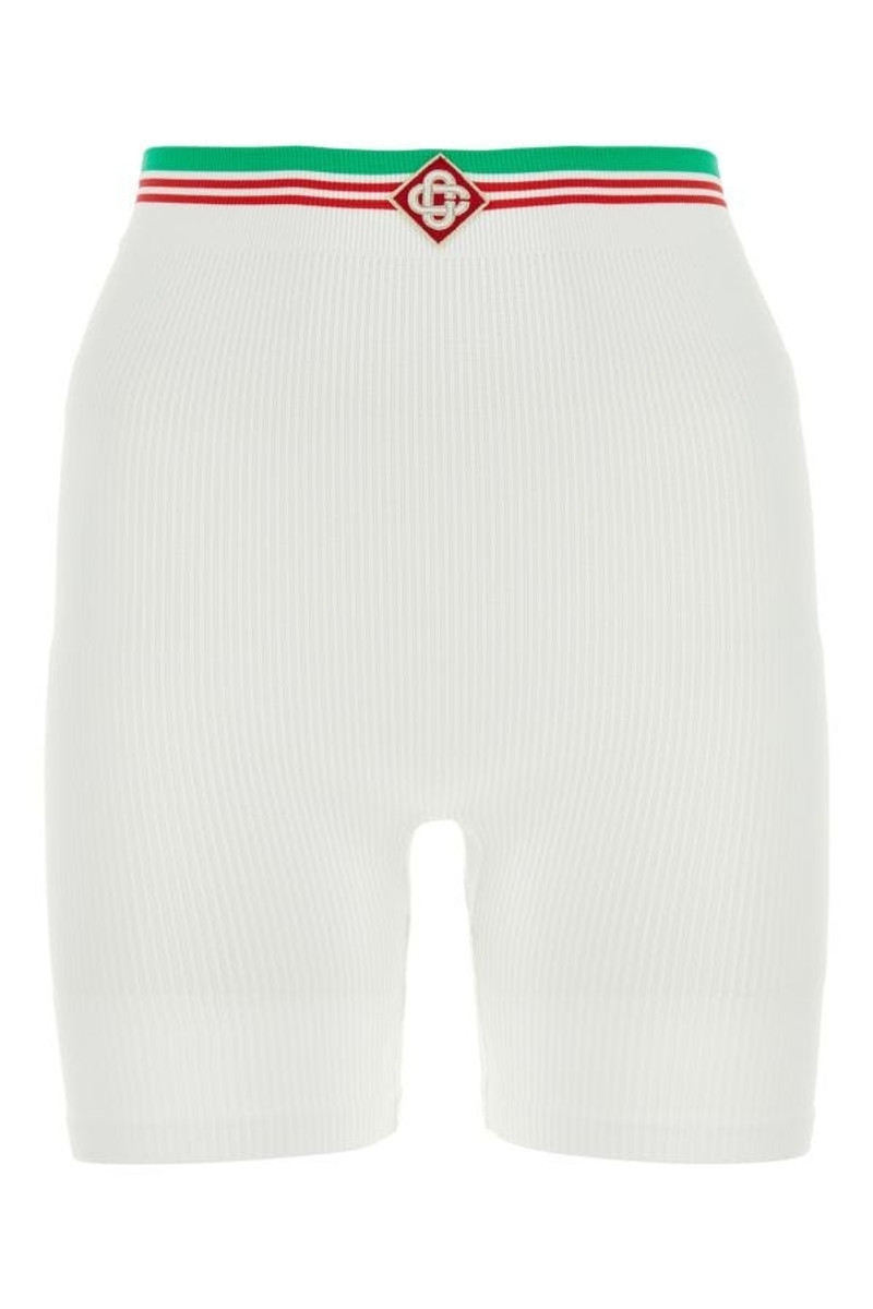 White stretch nylon blend leggings 1