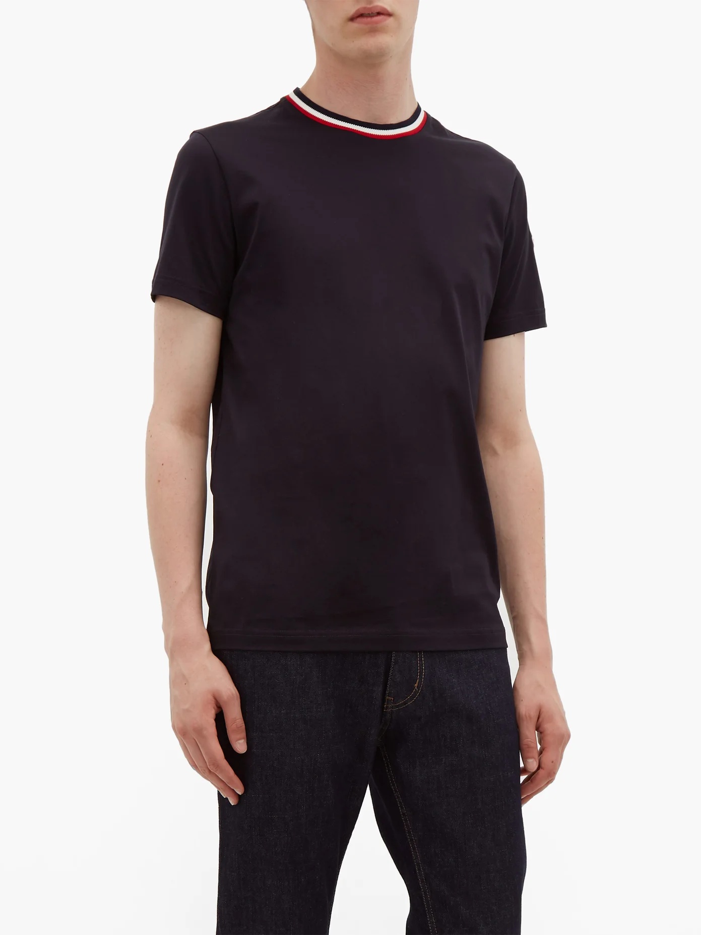 Tricolour-trim cotton-jersey T-shirt - 6