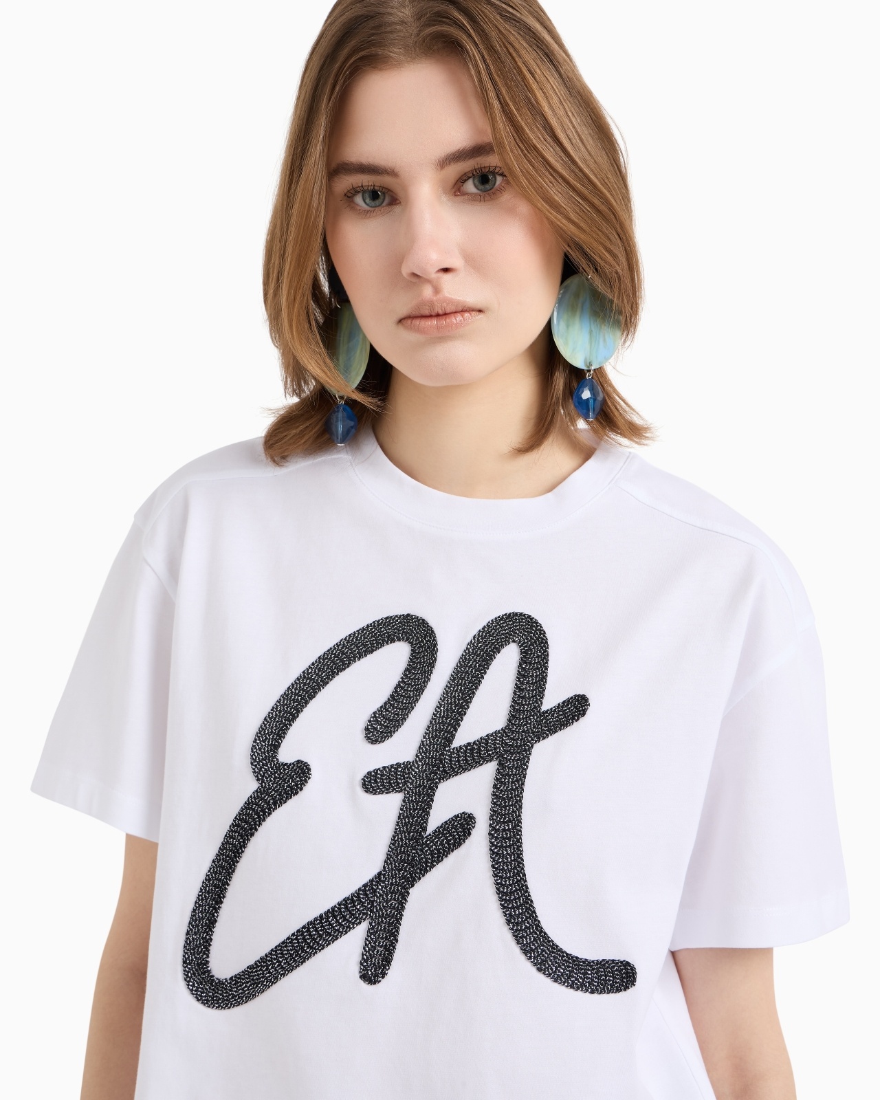 COTTON-JERSEY T-SHIRT WITH OVERSIZED LUREX LOGO - 5