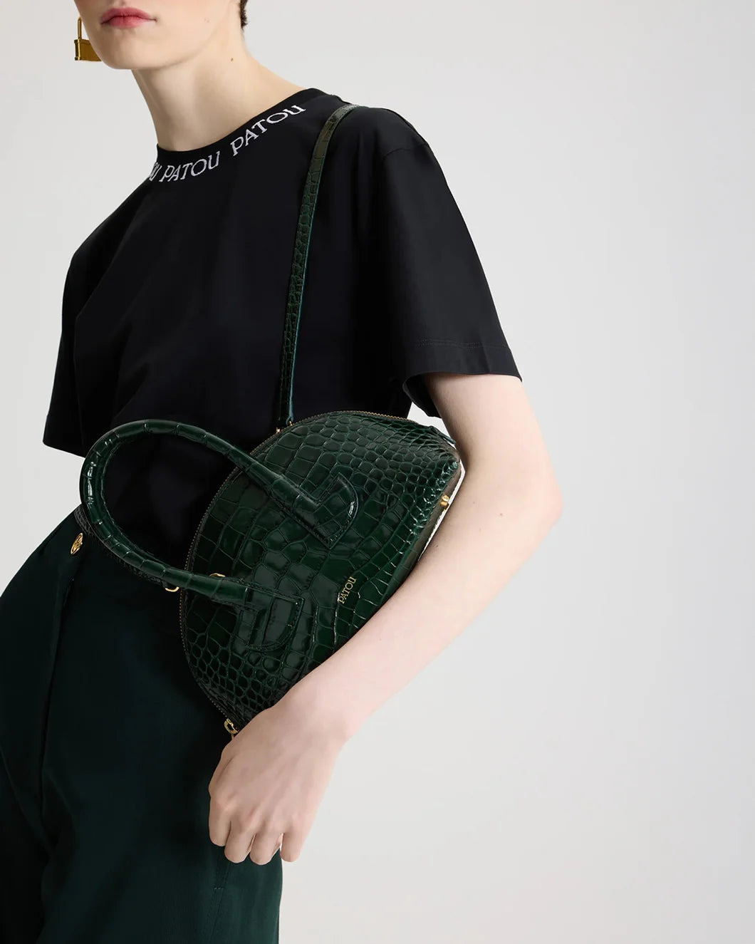 LE PATOU BOWLING BAG IN CROCODILE-EMBOSSED LEATHER - 3