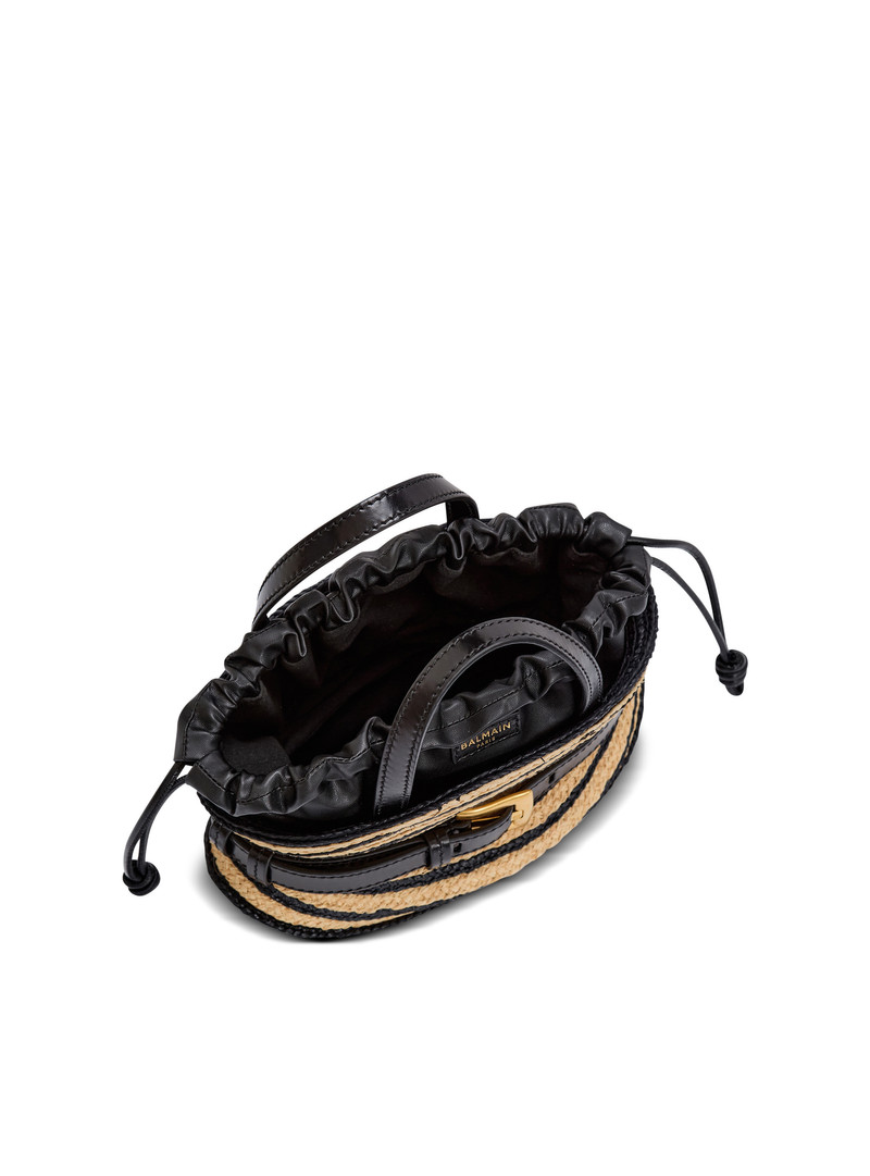 Mini Shuffle bag in smooth leather and raffia 6