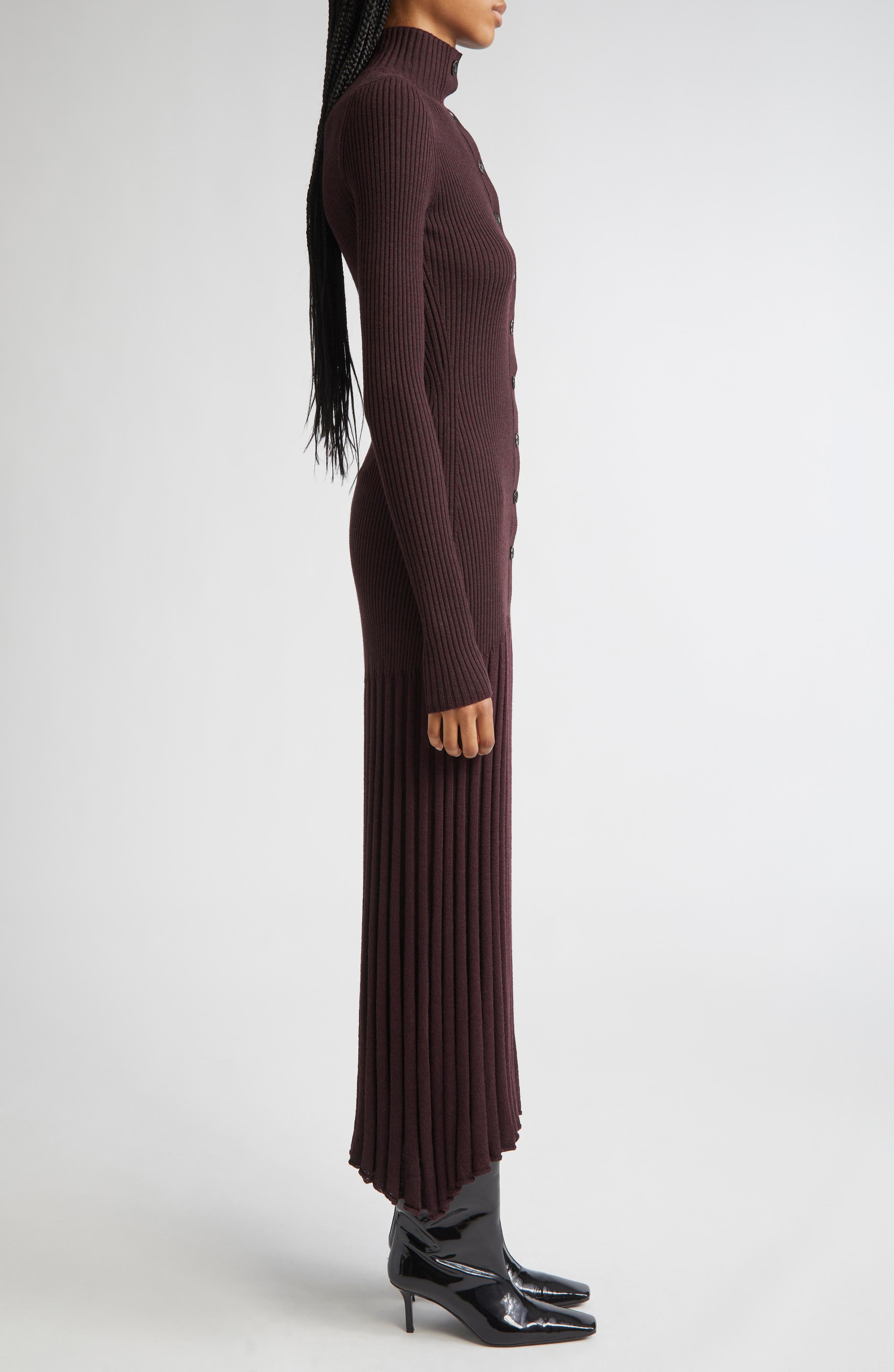 Proenza Schouler Jada Long Sleeve Sweater Dress in Burgundy at Nordstrom - 3