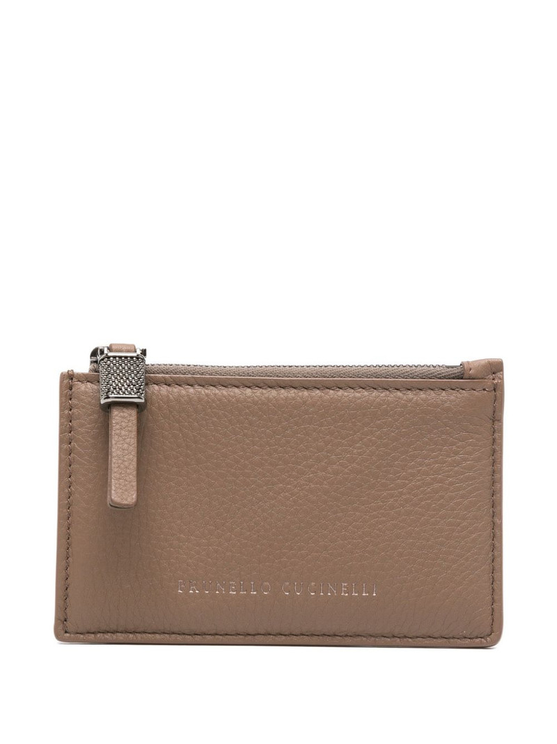 Monili-embellished leather card holder 1
