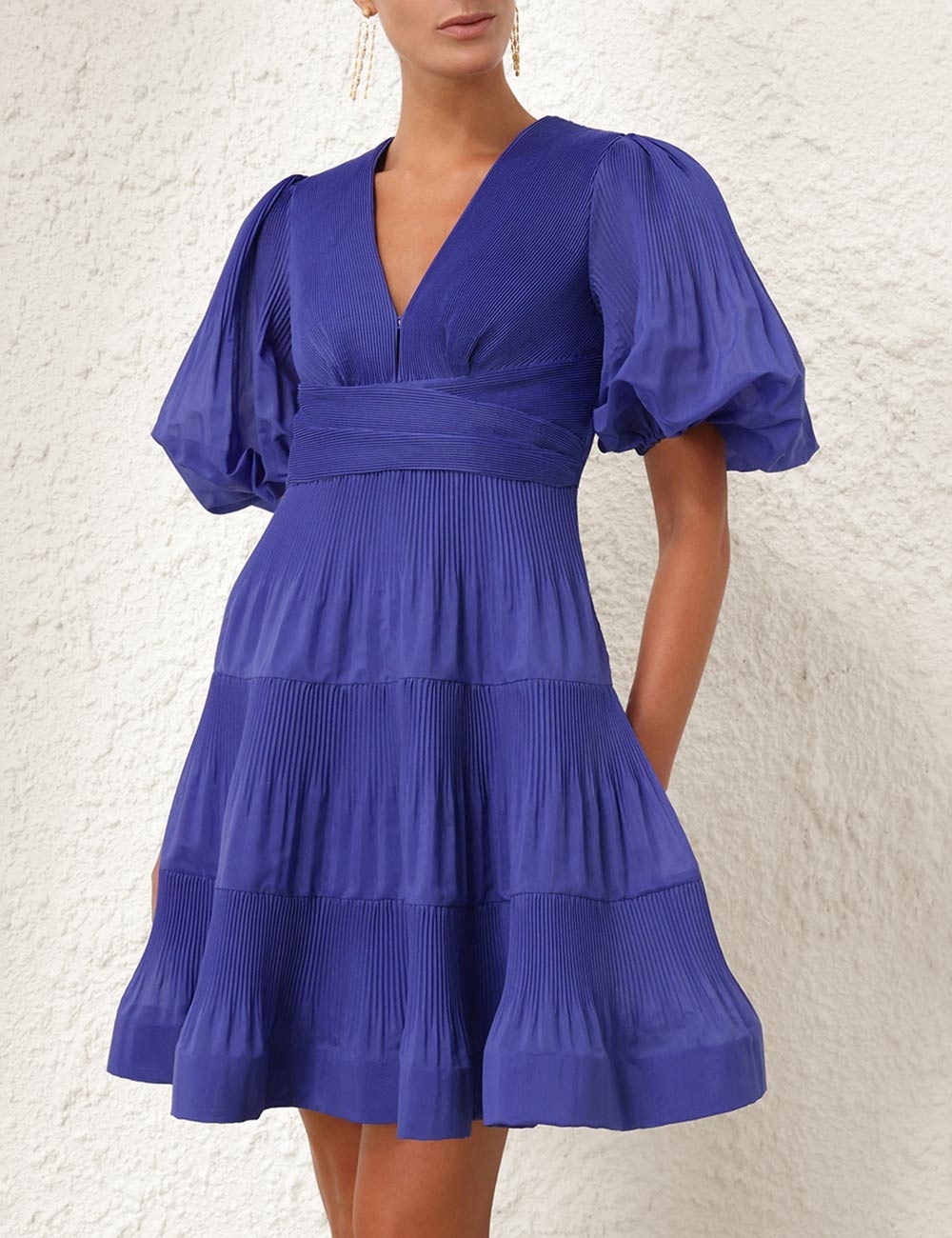 open lace back dress Pleated Mini Dress ZIMMERMANN Bianco main image 1