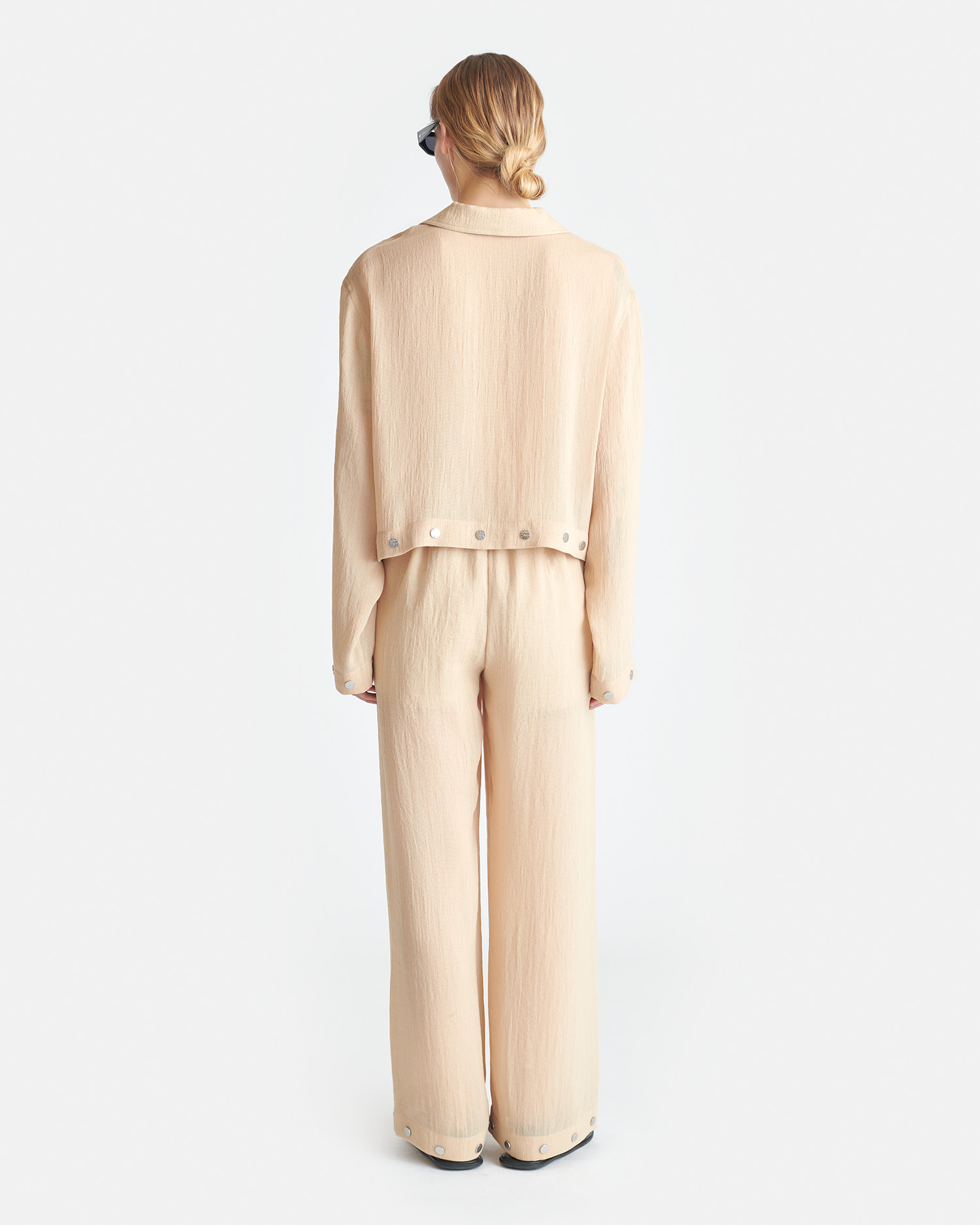 Studded Cropped Gauze Shirt - 2