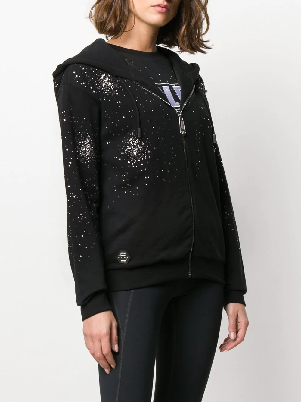 rhinestone detail hoodie - 3