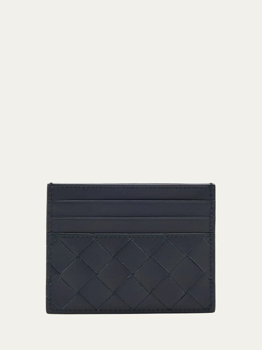 Men's Intrecciato Leather Card Case - 1