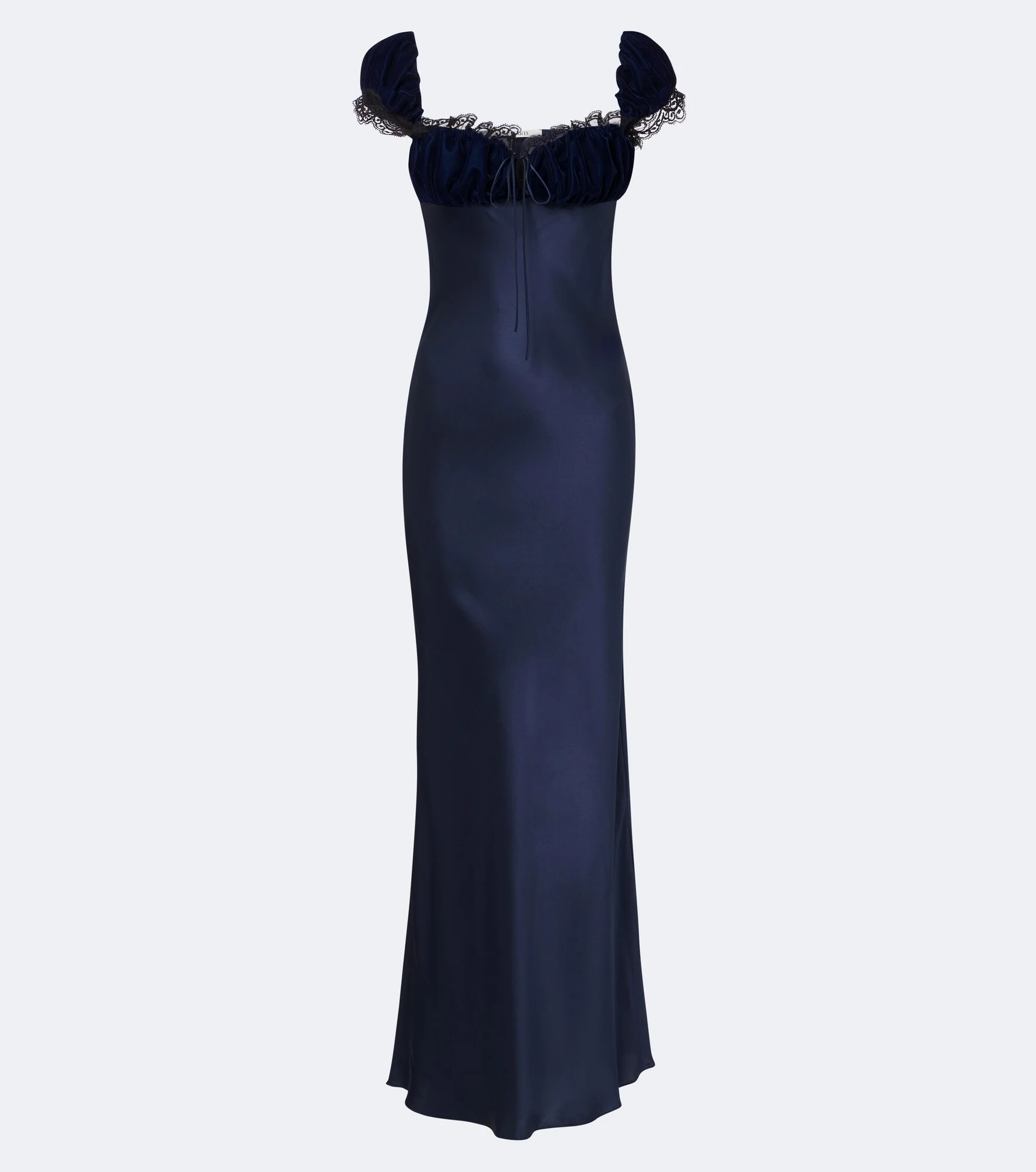 Lace-trimmed silk satin maxi dress - 1