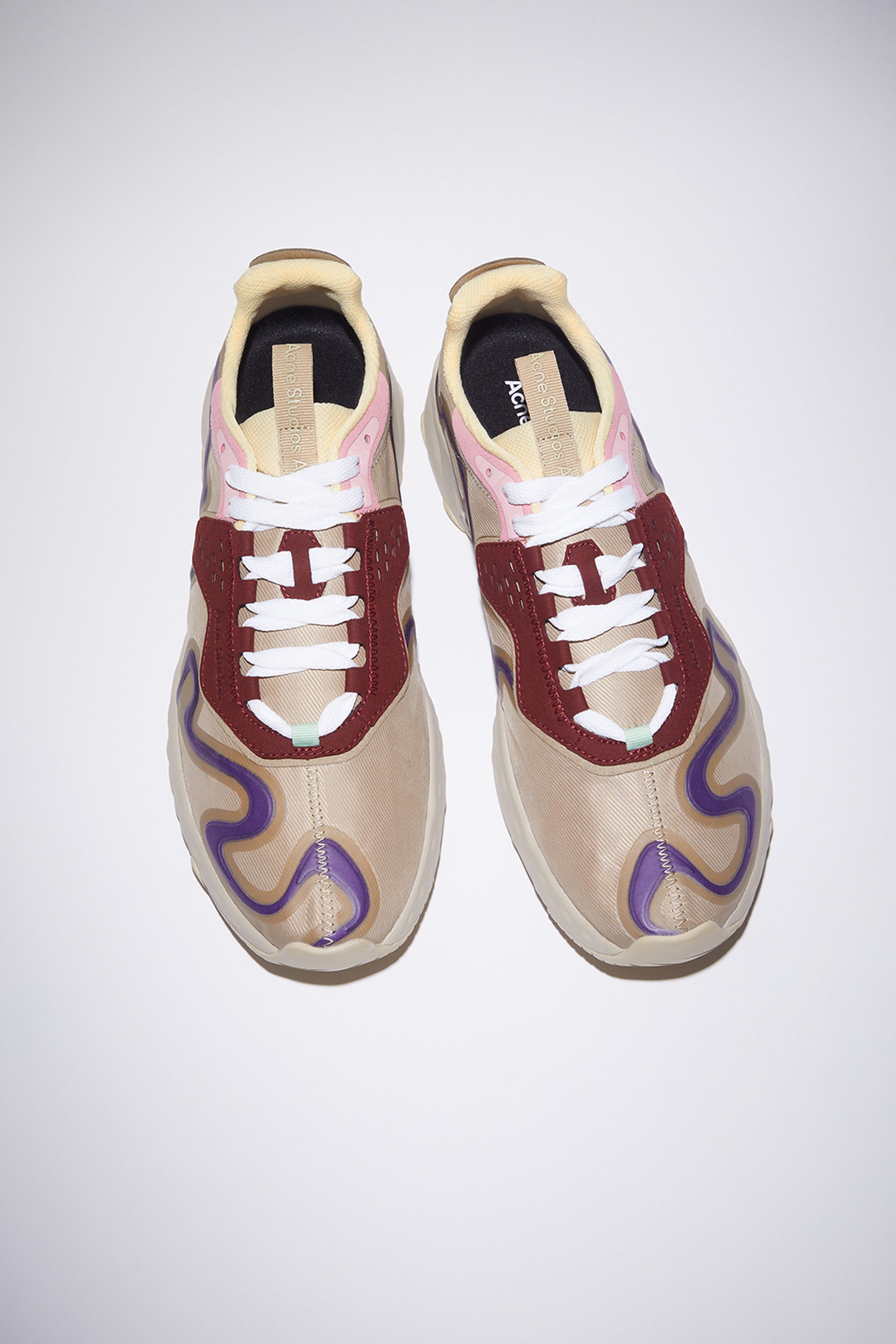 Ribbon logo lace-up sneakers - Multi beige - 3