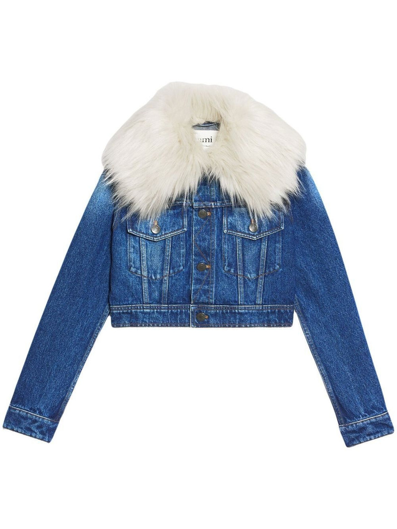 furry collar denim jacket 1