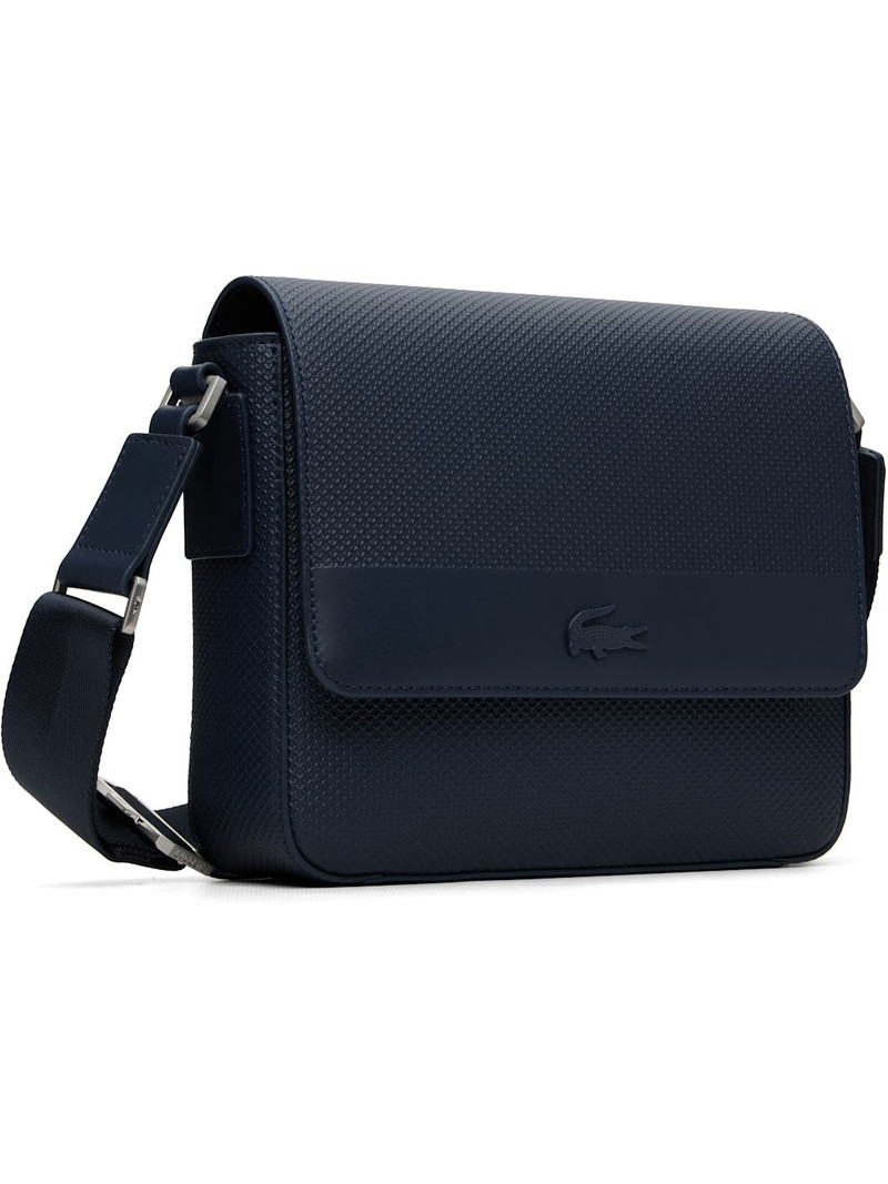 LACOSTE Navy Chantaco Leather Messenger Bag outlook