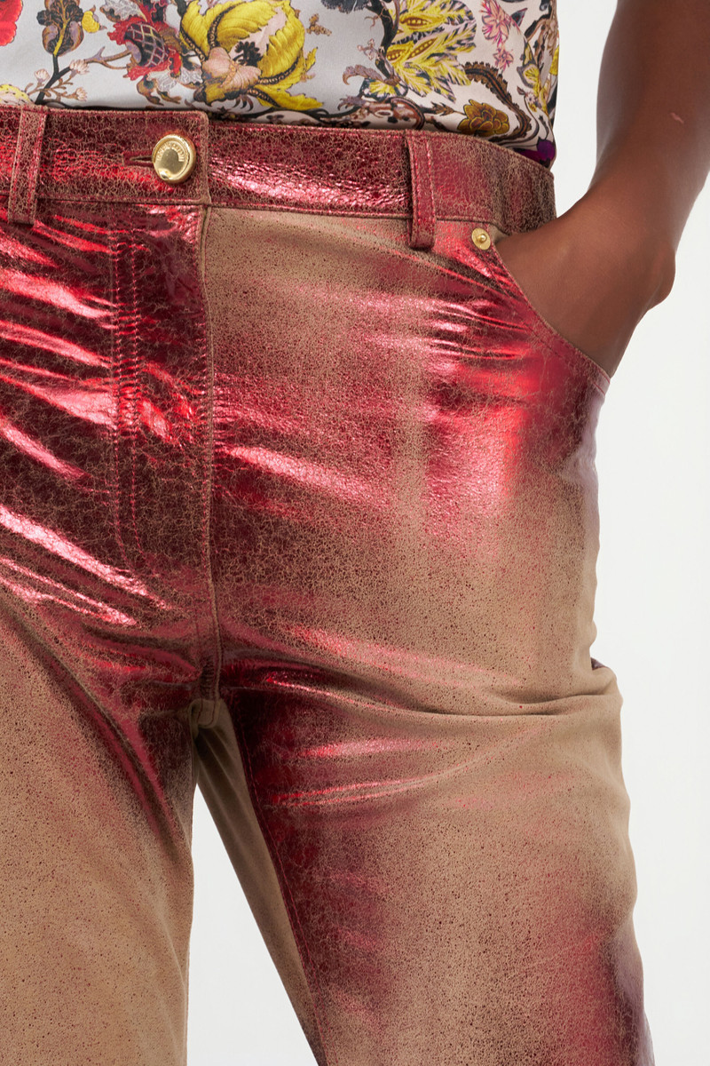 Metallic Leather Flare Pants 6