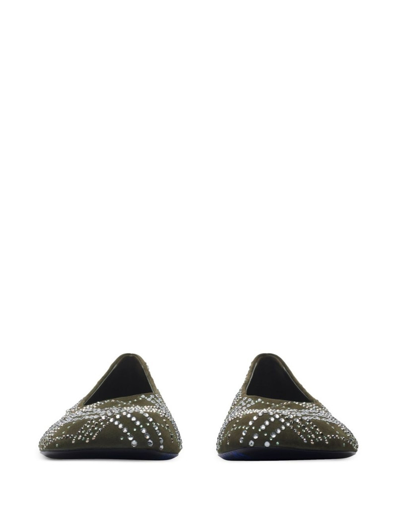 Burberry crystal-check suede ballet flats outlook