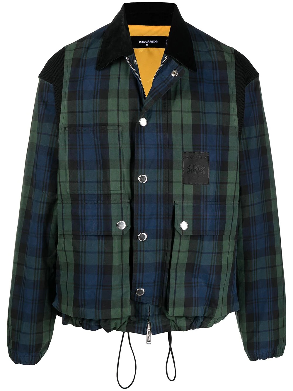 logo-patch checked jacket - 1