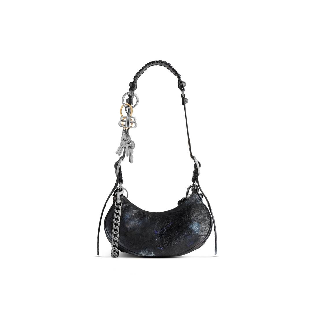 Women's Le Cagole Xs Shoulder Bag Used Effect With Charms  in Black - 4