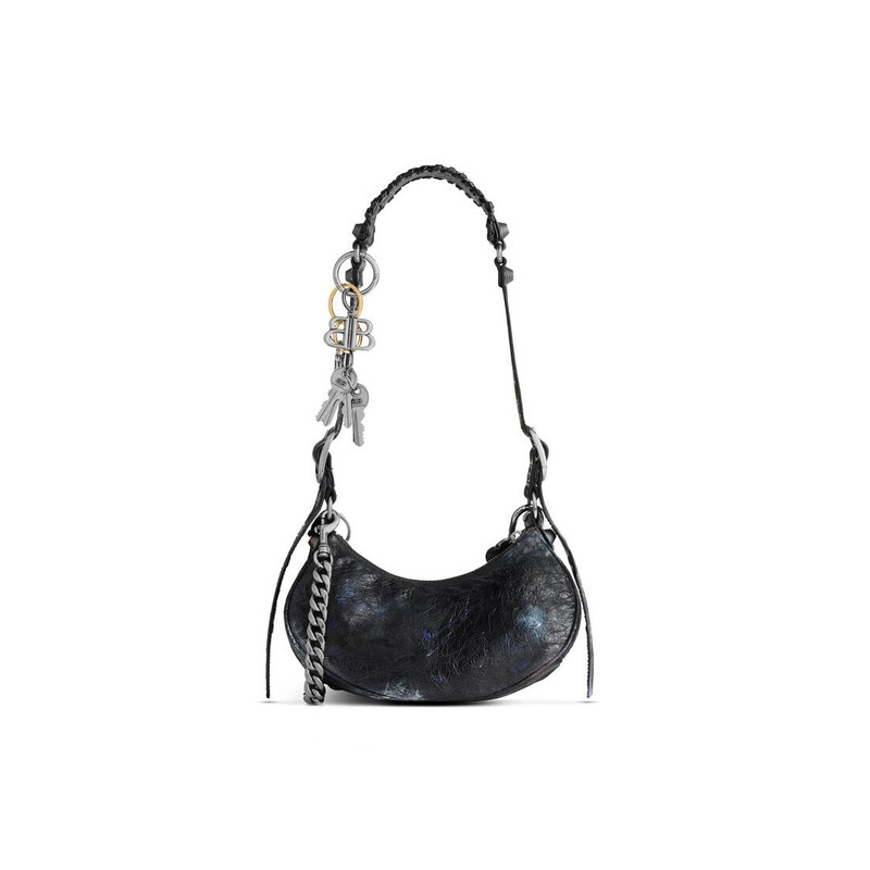 Women's Le Cagole Xs Shoulder Bag Used Effect With Charms  in Black 4