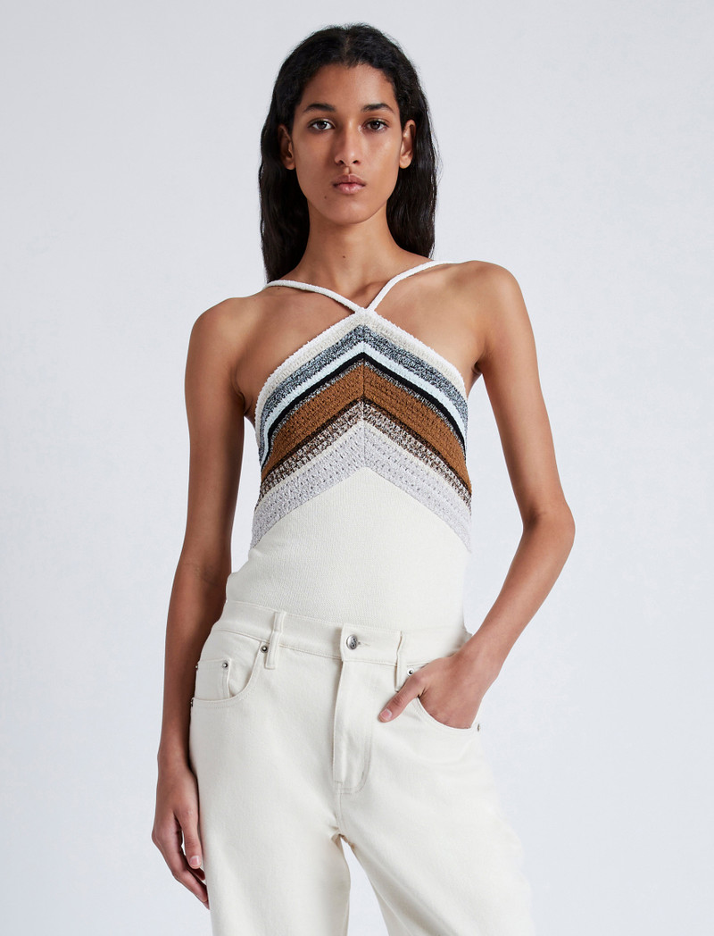 Bella Tank in Crochet Stripe Knit 2
