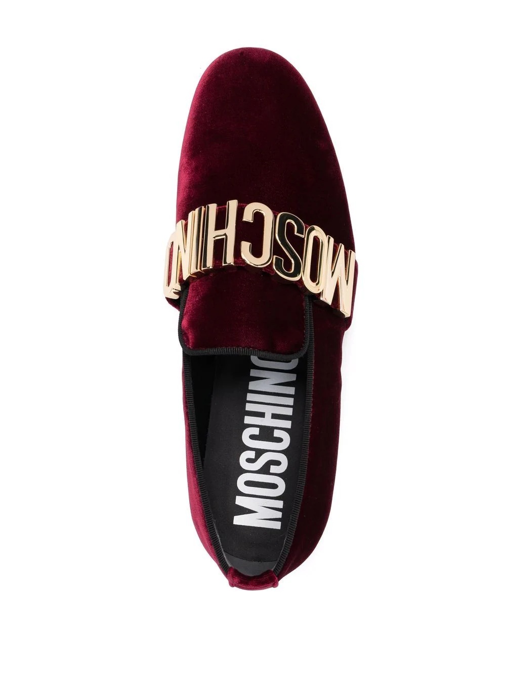 lettering logo velvet loafers - 4