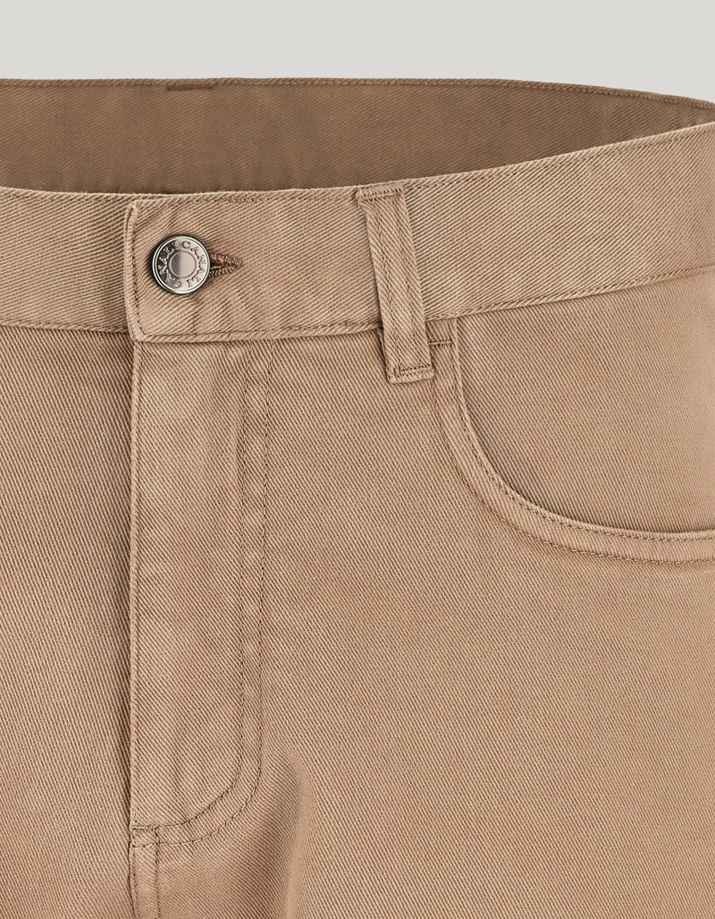 TAUPE FIVE-POCKET TROUSERS IN COTTON TWILL, REGULAR FIT 5
