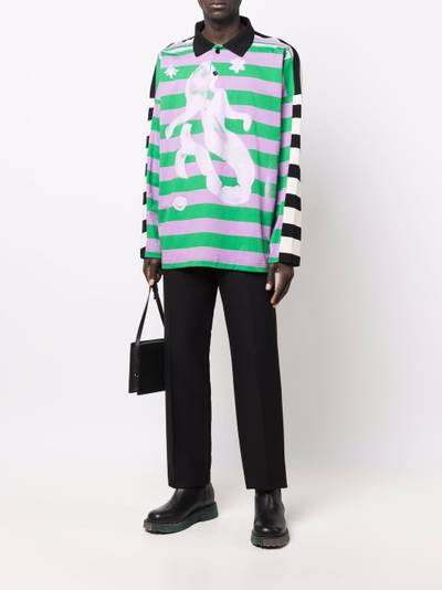 MSGM colour-block striped polo shirt outlook