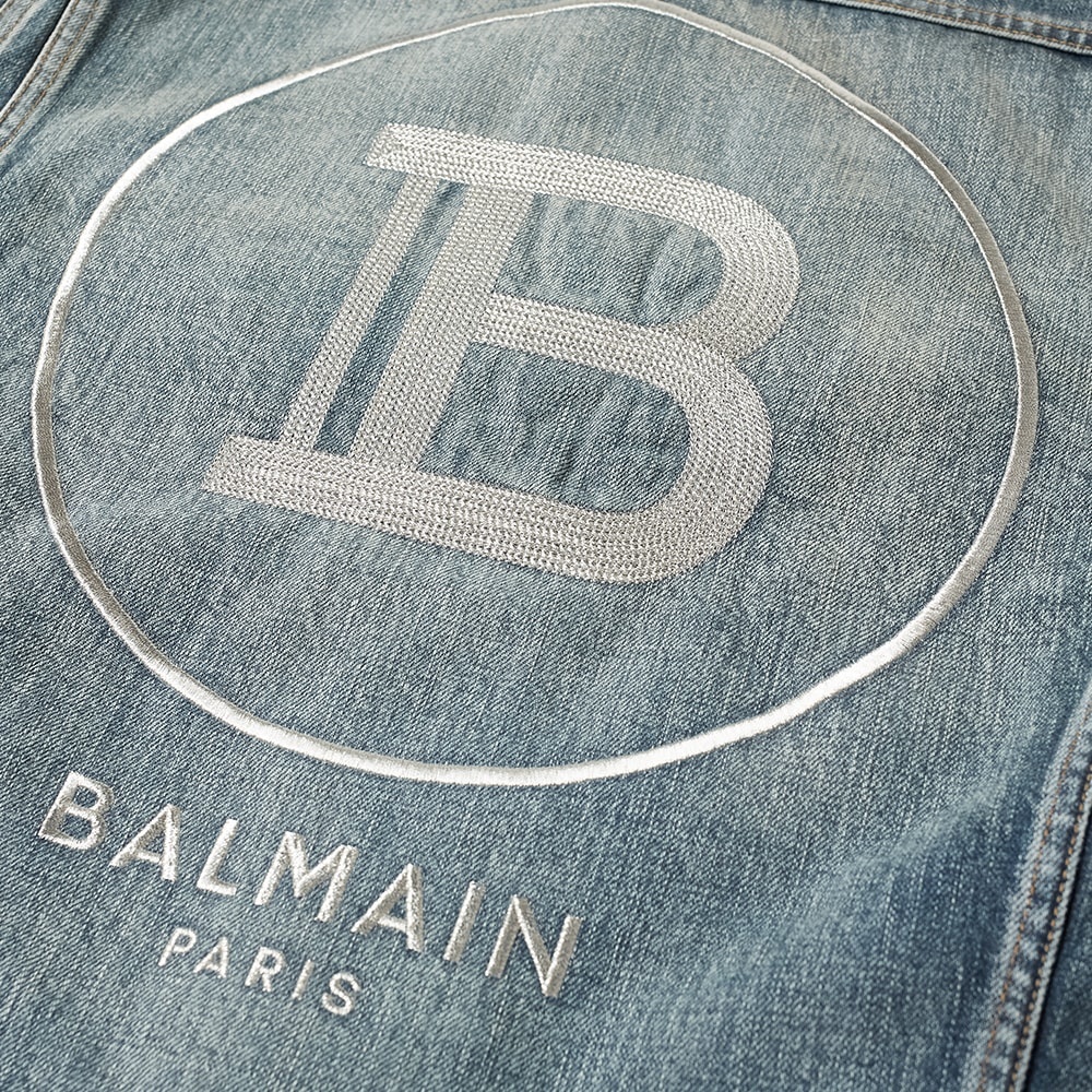 Balmain Faux Shearling Logo Denim Jacket - 5