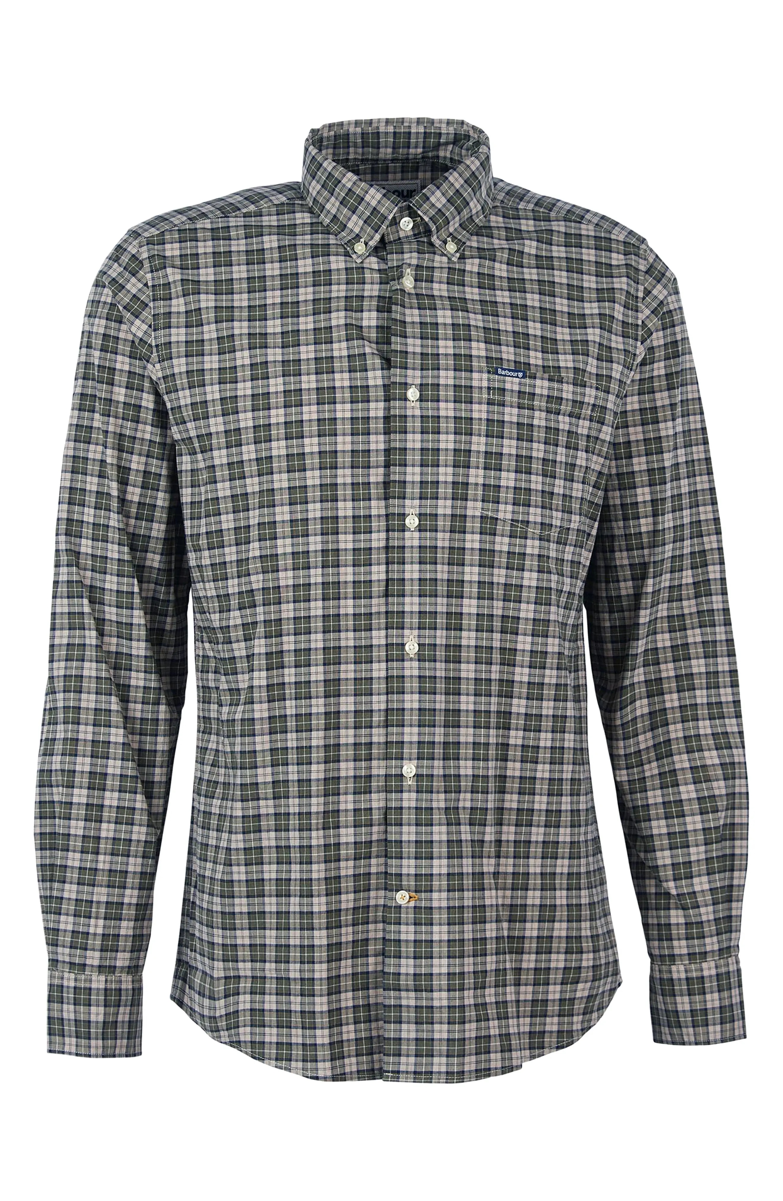 Lomond Tailored Fit Plaid Stretch Cotton Button-Down Shirt - 5