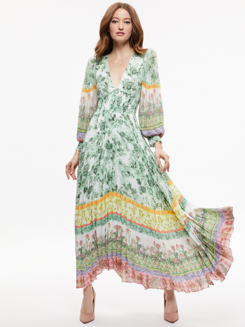 SION SUNBURST PLEATED MAXI DRESS 1