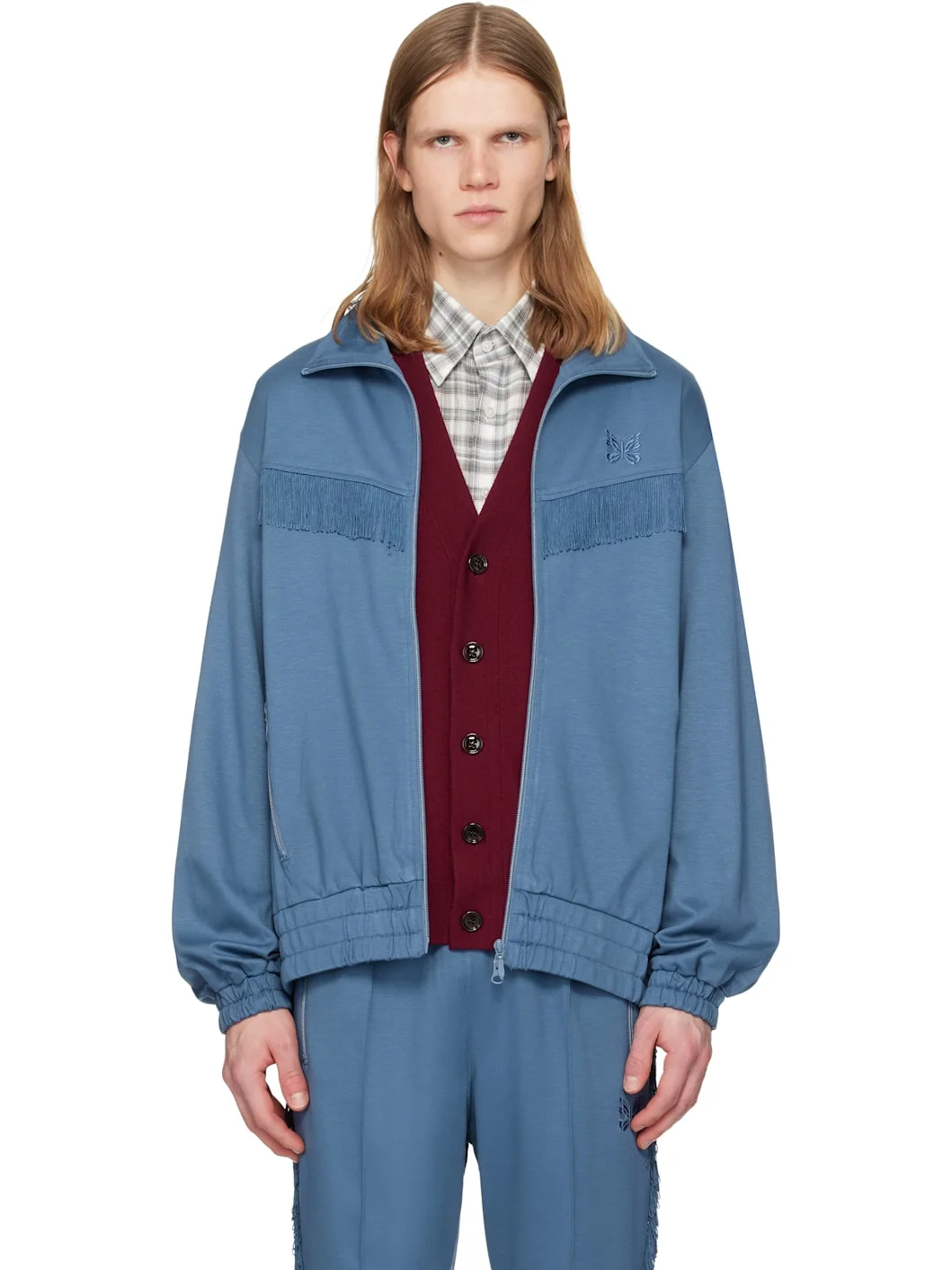 Navy Fringe Track Jacket - 1