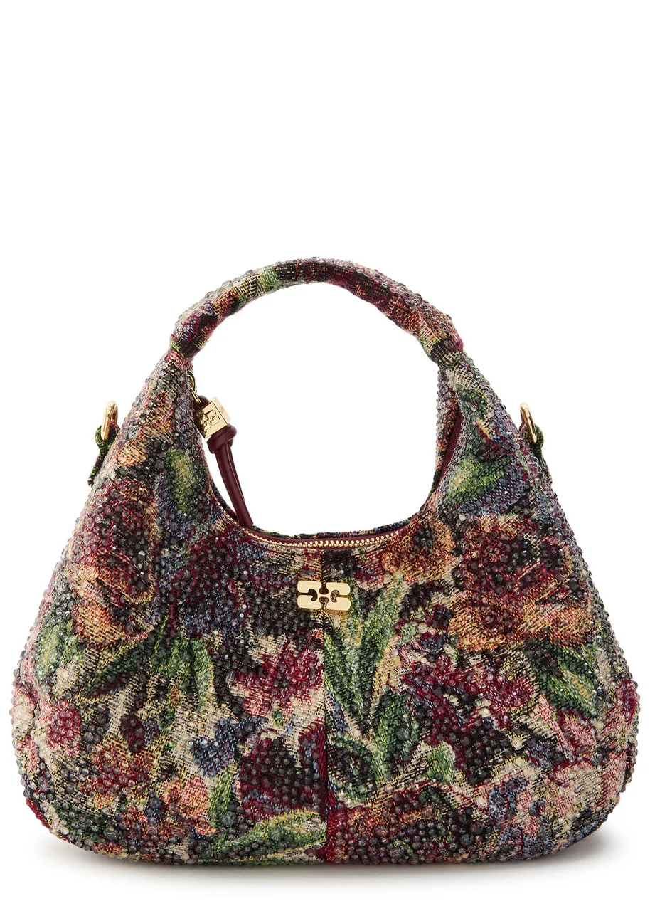 Ganni Embellished Tapestry-weave Hobo bag - 1