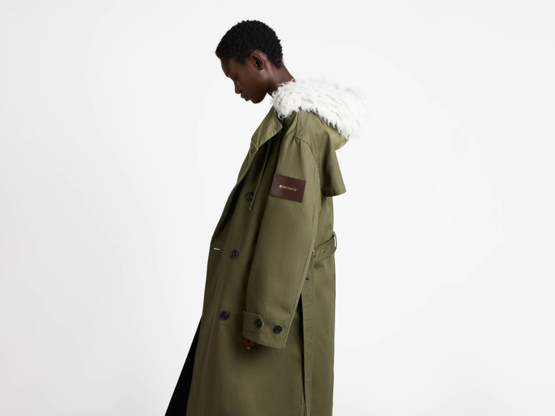 WOMENS DOUBLE BREASTED PARKA IN HUNTER GREEN 3