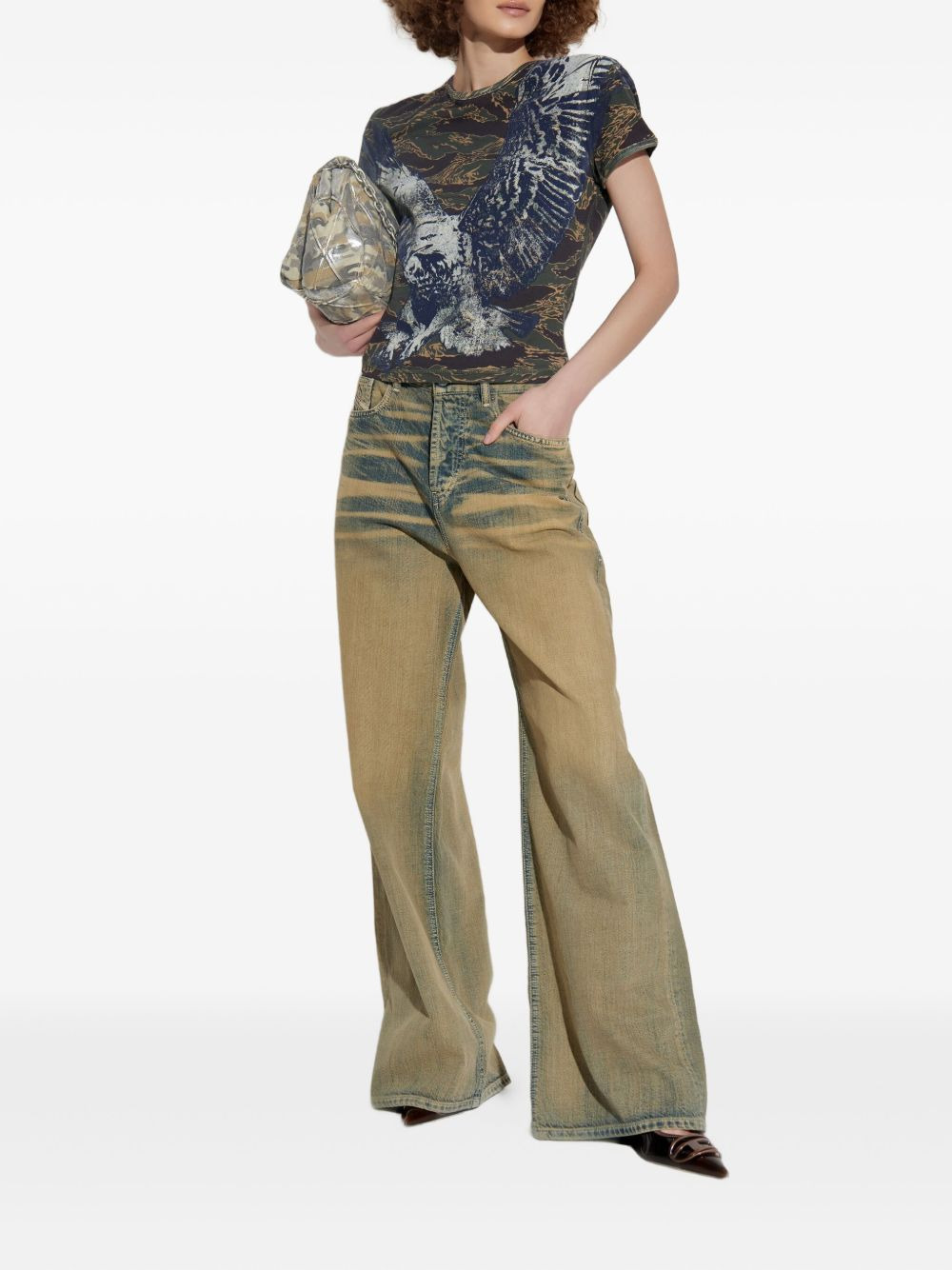eagle-print camouflage T-shirt - 2