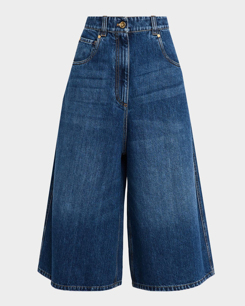 Baggy Cropped Denim Trousers 1