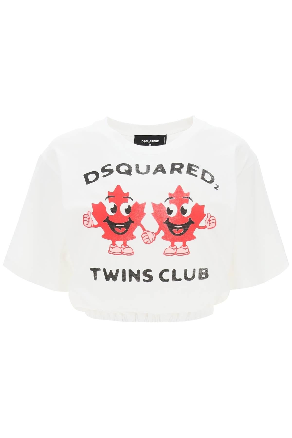 Cropped T-shirt with Twins Club print - 1