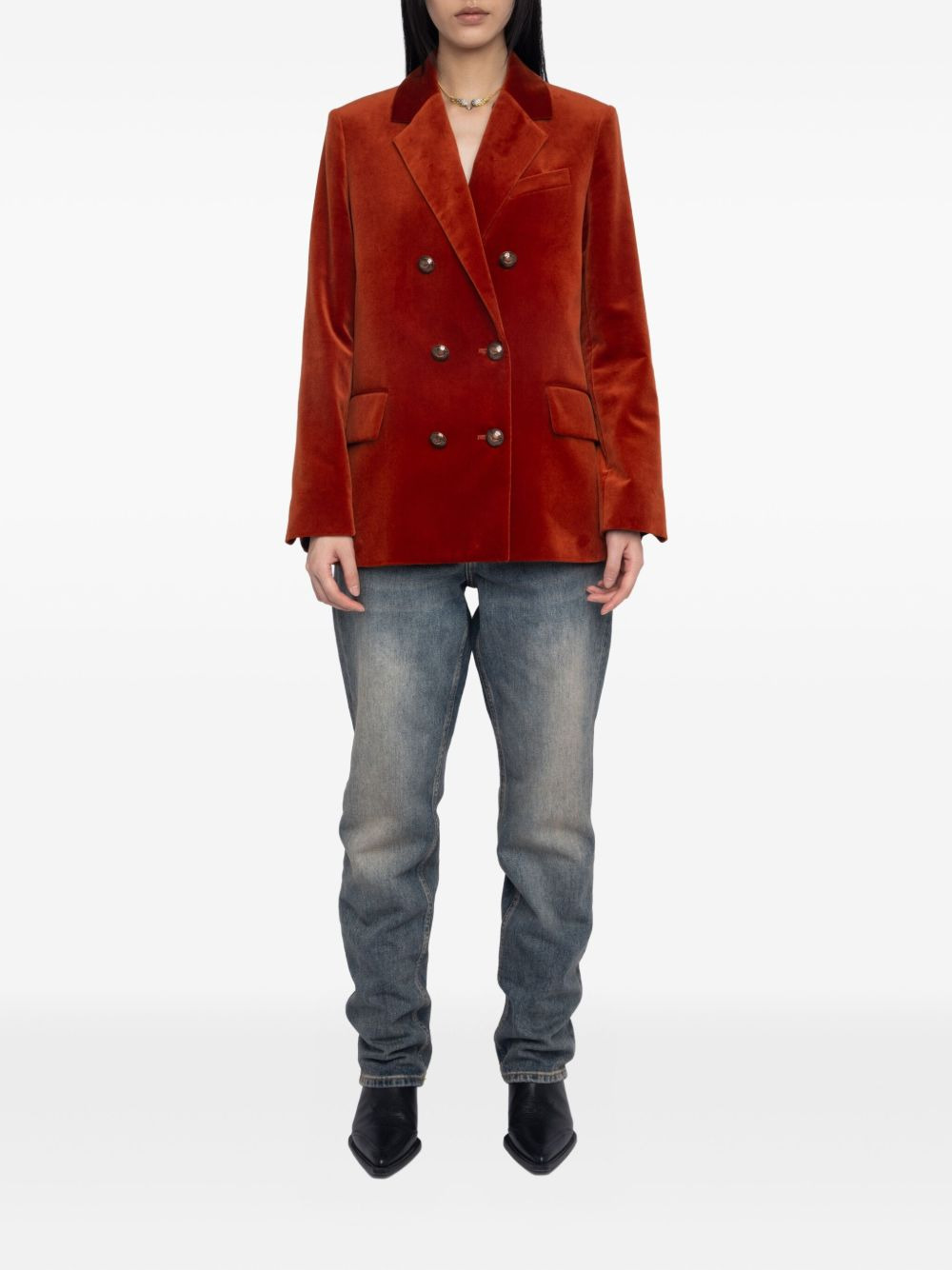 double-breasted cotton blazer - 2