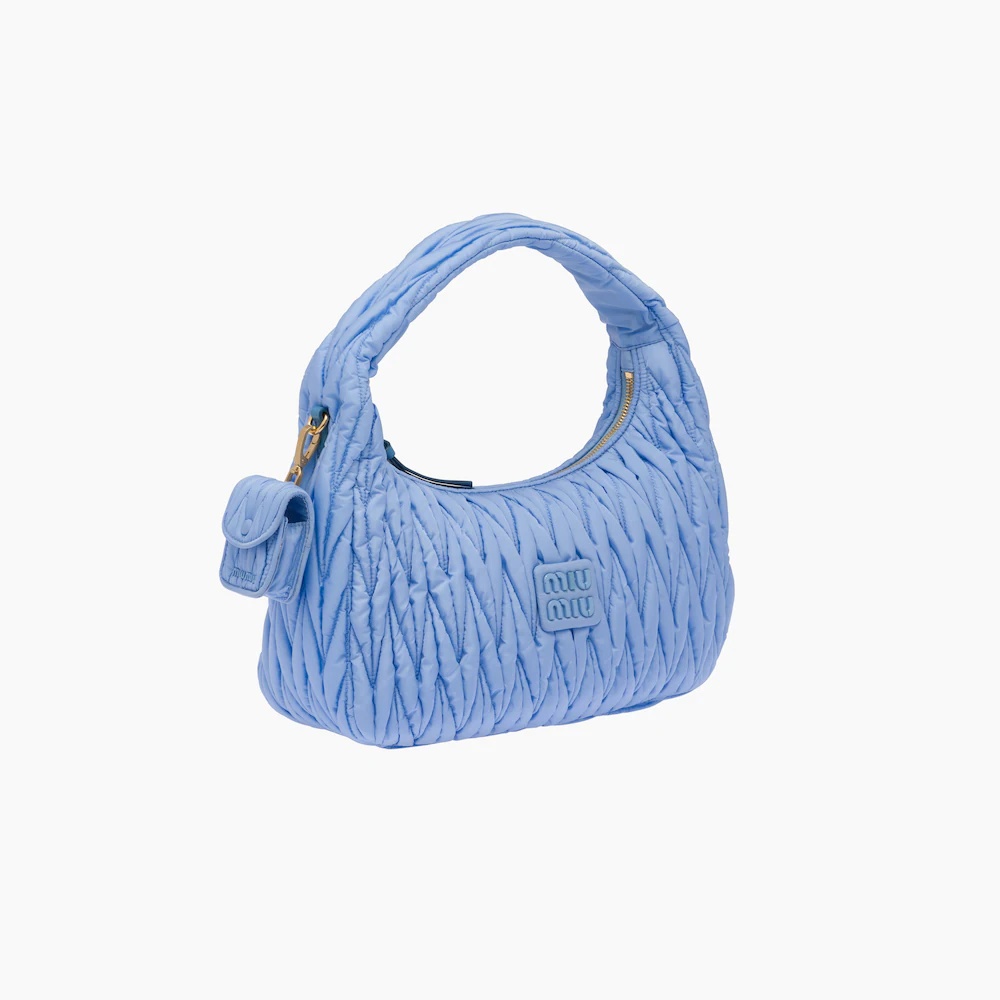 Miu Wander matelassé regenerated nylon hobo bag - 4