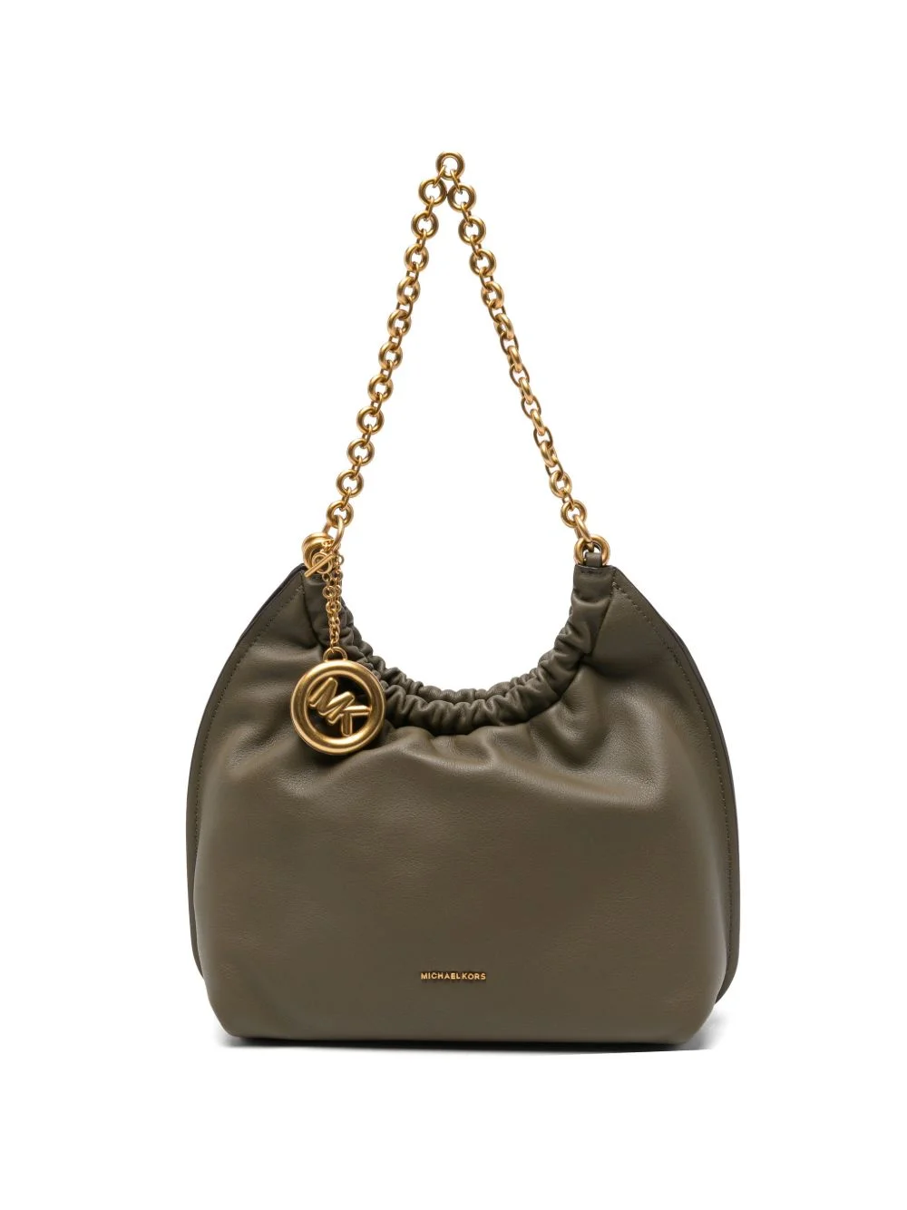 logo-plaque ruched shoulder bag - 1