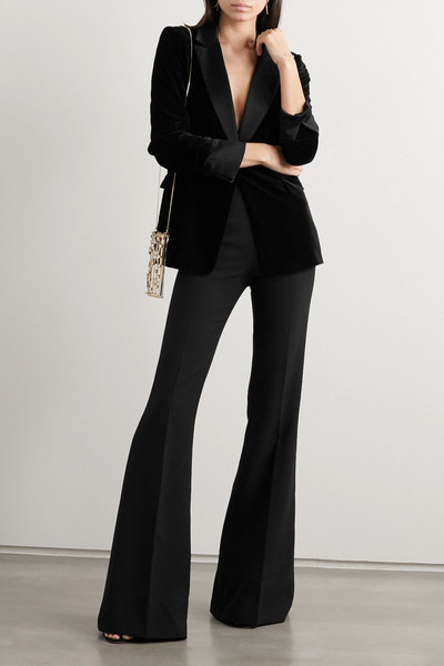 Alice + Olivia Macey satin-trimmed crushed-velvet blazer outlook