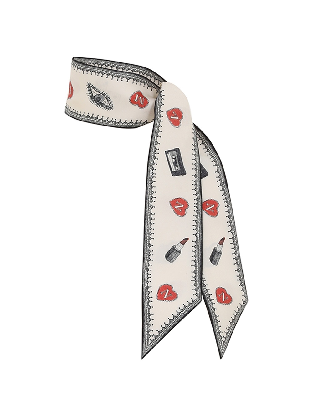 PRINTED SILK RIBBON SCARF - 1