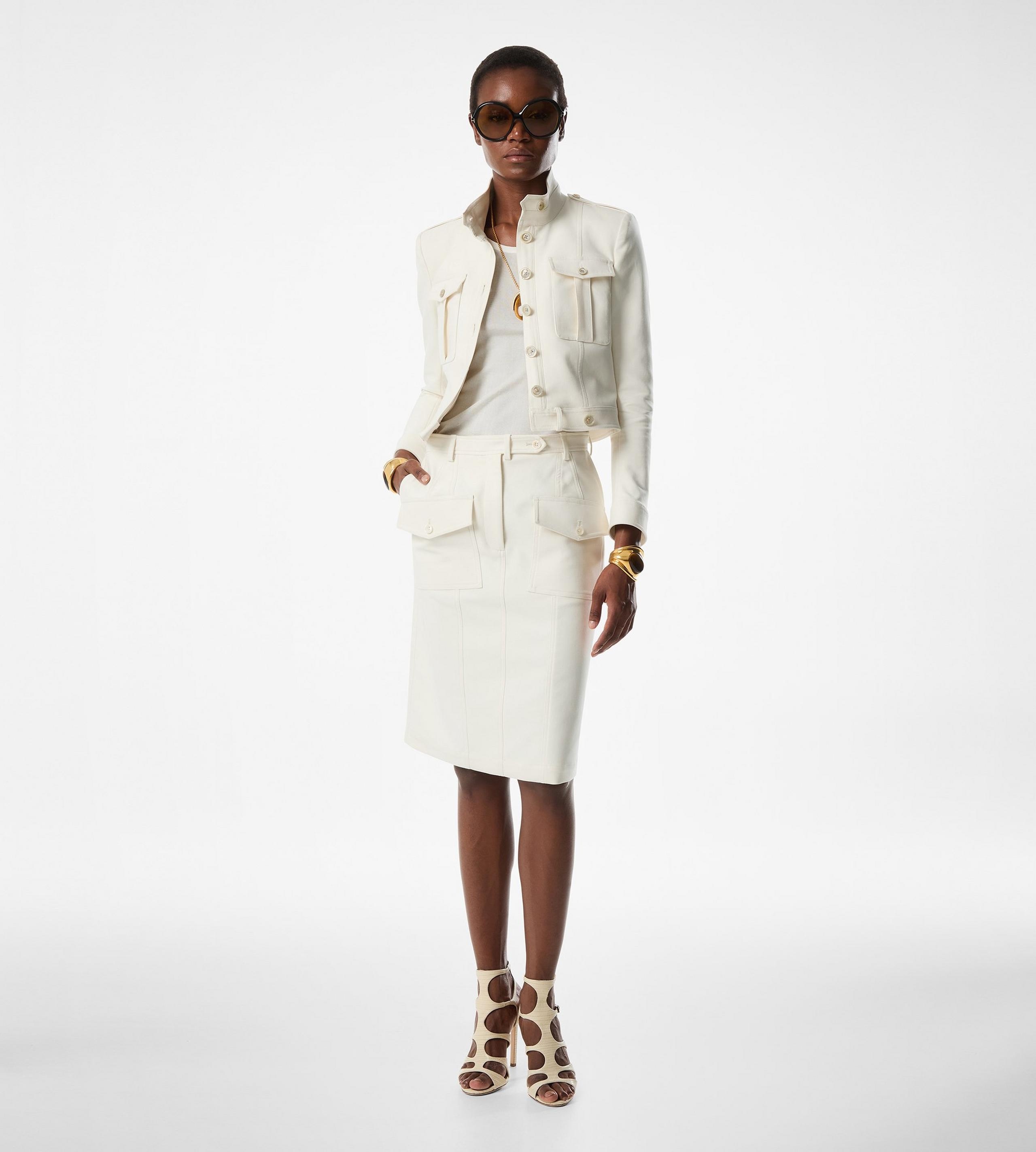 STAND COLLAR CROPPED SAFARI JACKET - 3