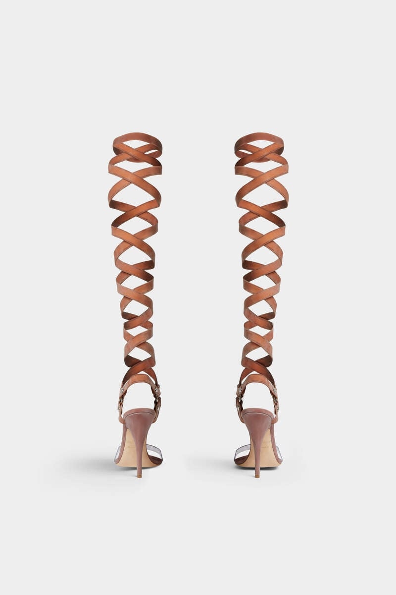 BONDAGE THIGH-HIGH HEELED SANDALS - 3