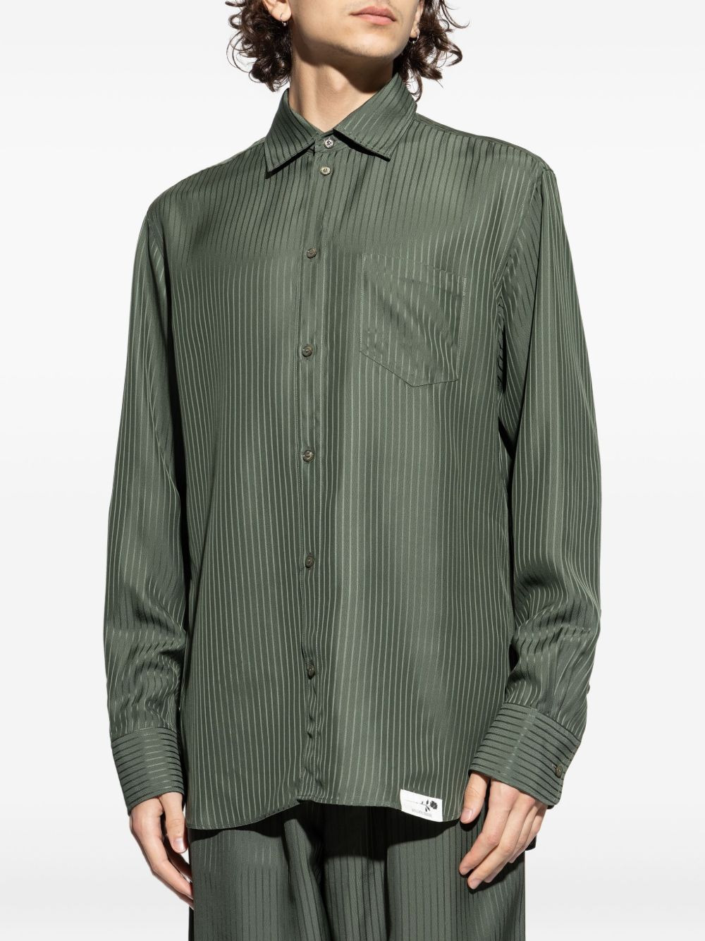 pinstripe buttoned-cuff shirt - 3