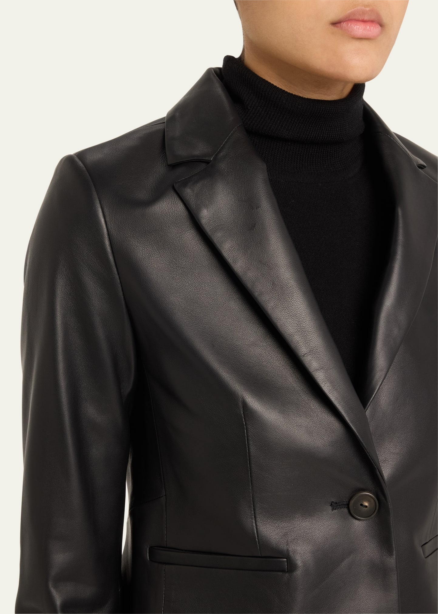 Shrunken Leather Blazer - 5