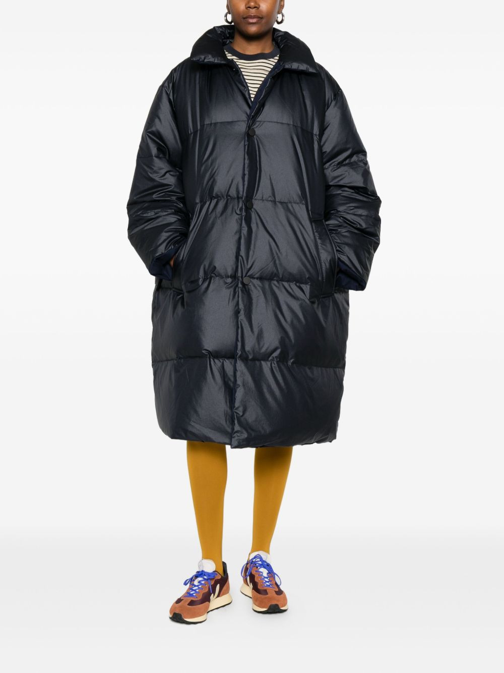 quilted button coat - 2