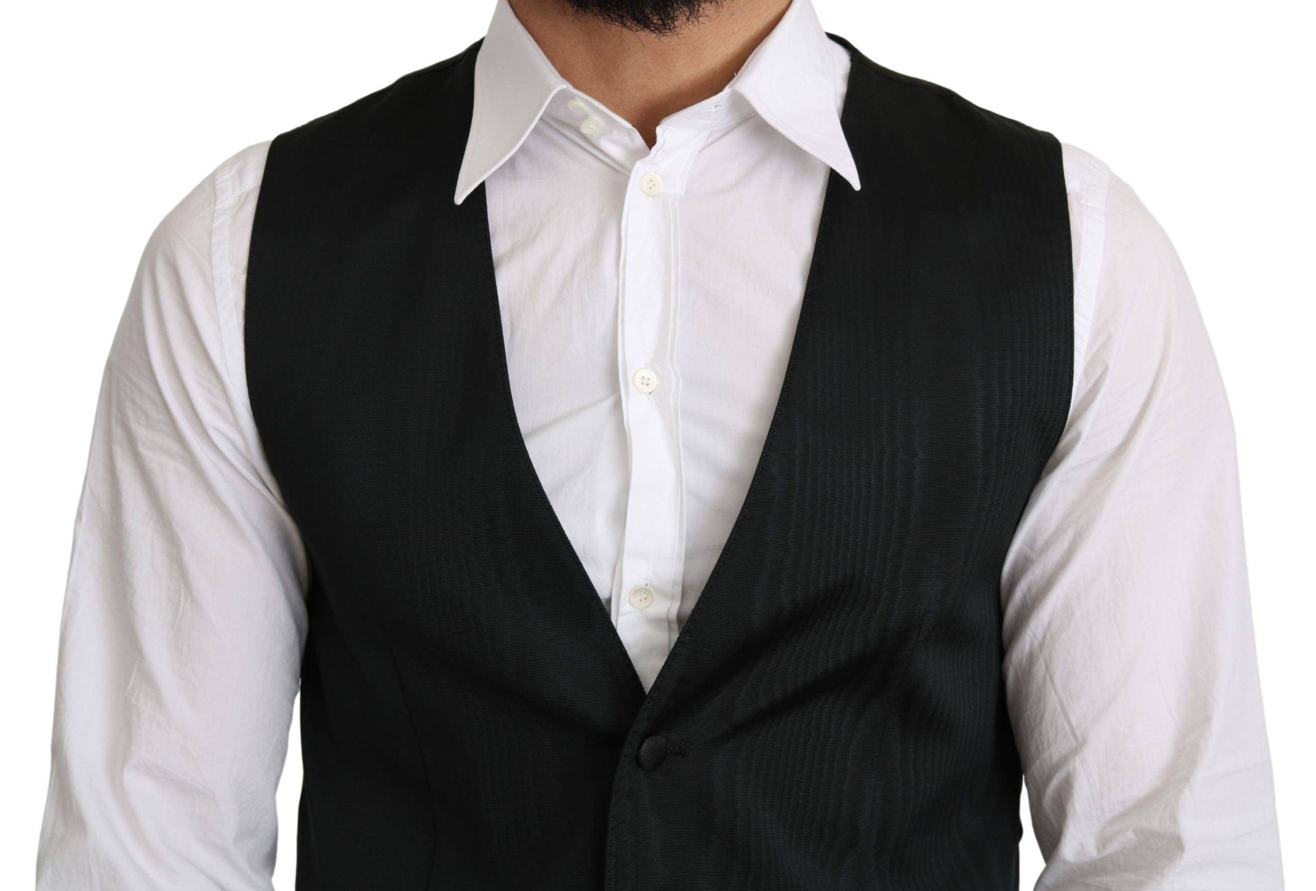 Dolce & Gabbana Gray 100% Silk Formal Coat Vest - 5
