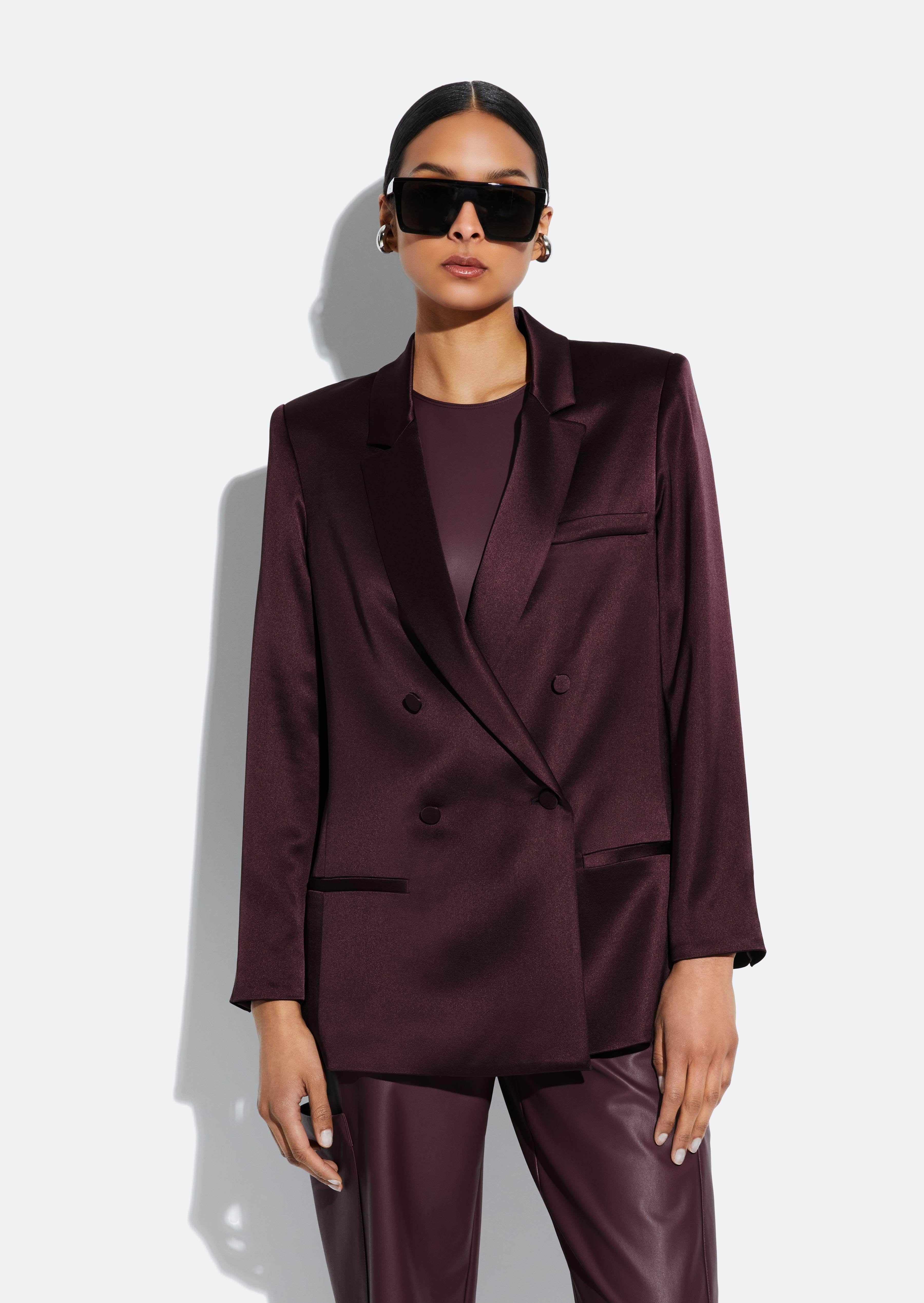 Satin Double Breasted Blazer - 2