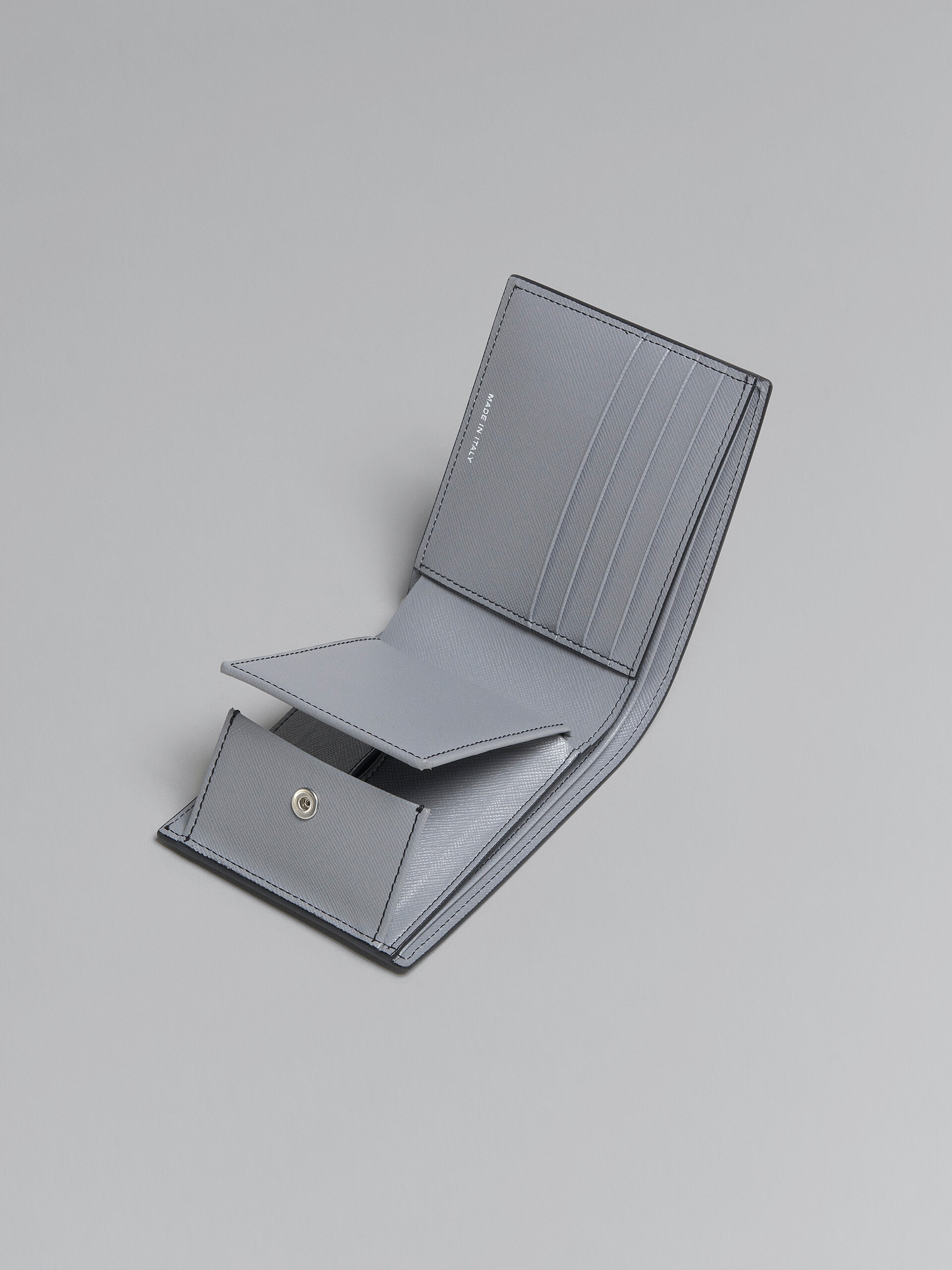 GREY AND BLUE SAFFIANO LEATHER BI-FOLD WALLET - 5