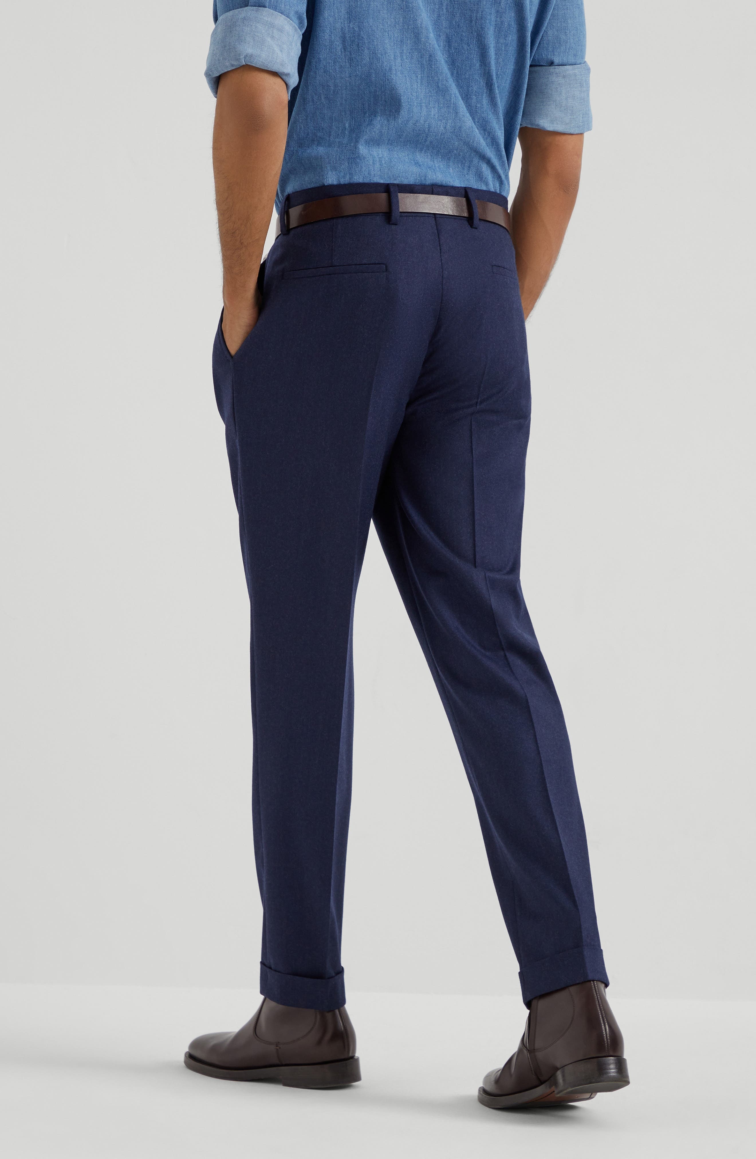 Brunello Cucinelli Leisure fit trousers with pleats in Marine Blue at Nordstrom - 3