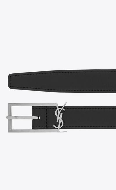 SAINT LAURENT new cassandre buckle belt in smooth leather outlook