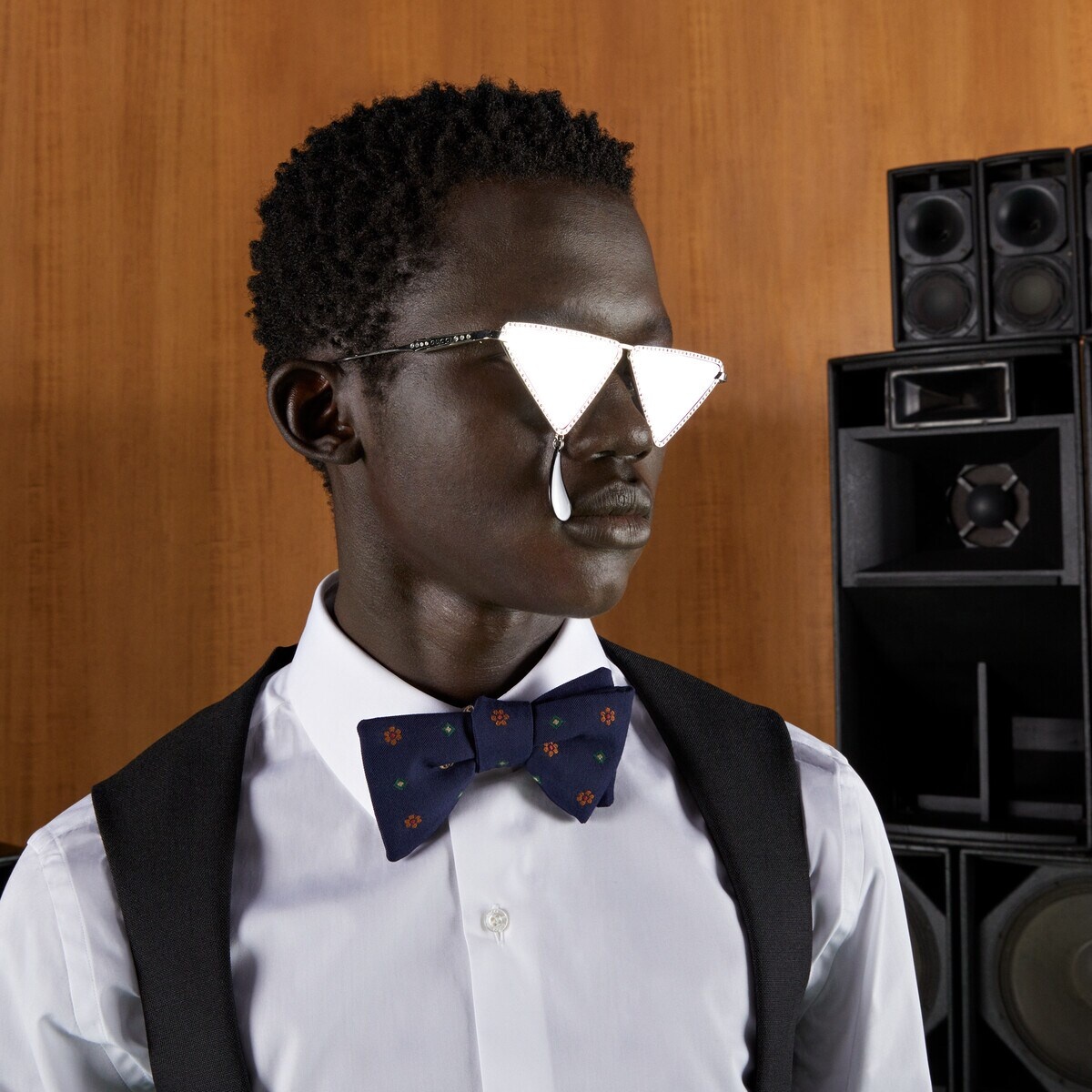 Double G and flowers wool bow tie - 3